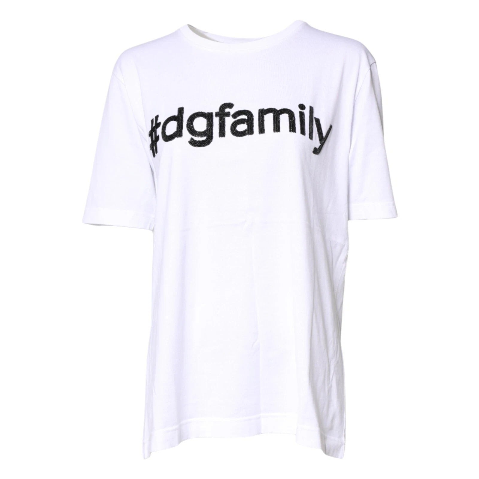 Dolce & Gabbana White #DGFamily Print Cotton Crew Neck T-shirt