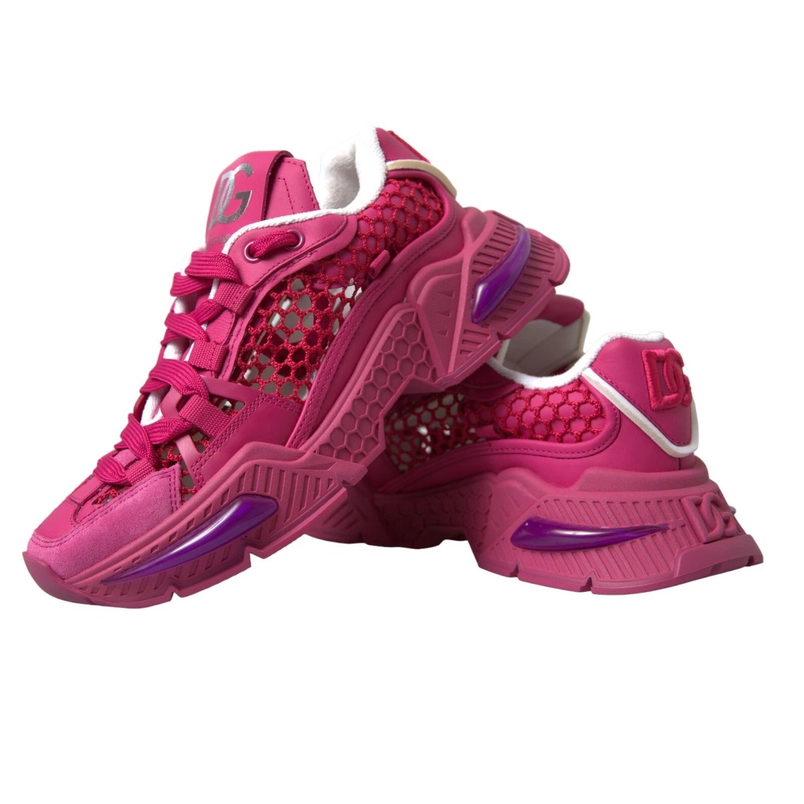 Dolce & Gabbana Pink Airmaster Mesh Panelled Low Top Sneakers Shoes