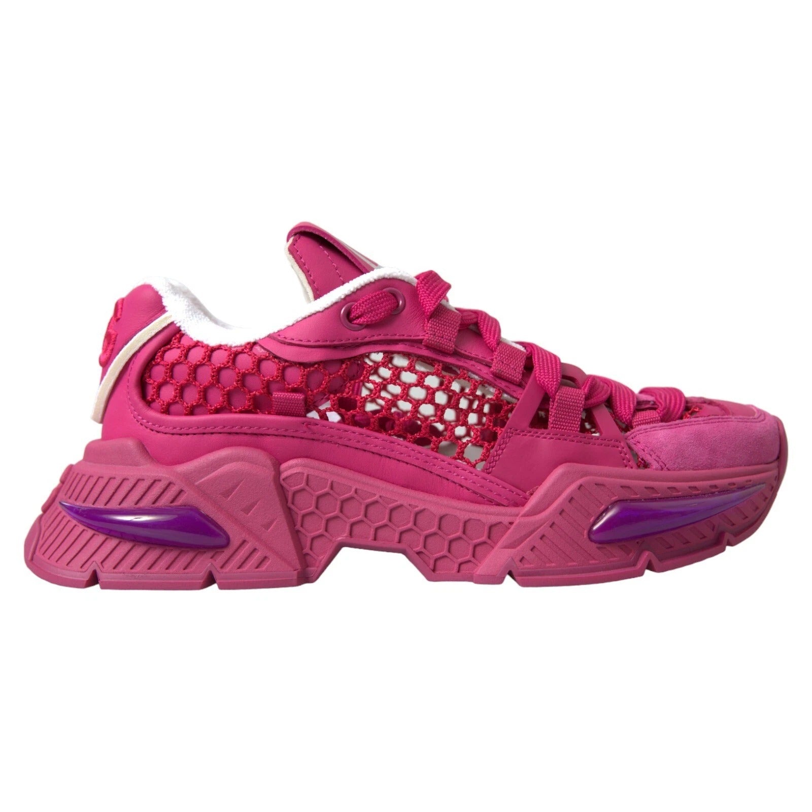 Dolce & Gabbana Pink Airmaster Mesh Panelled Low Top Sneakers Shoes