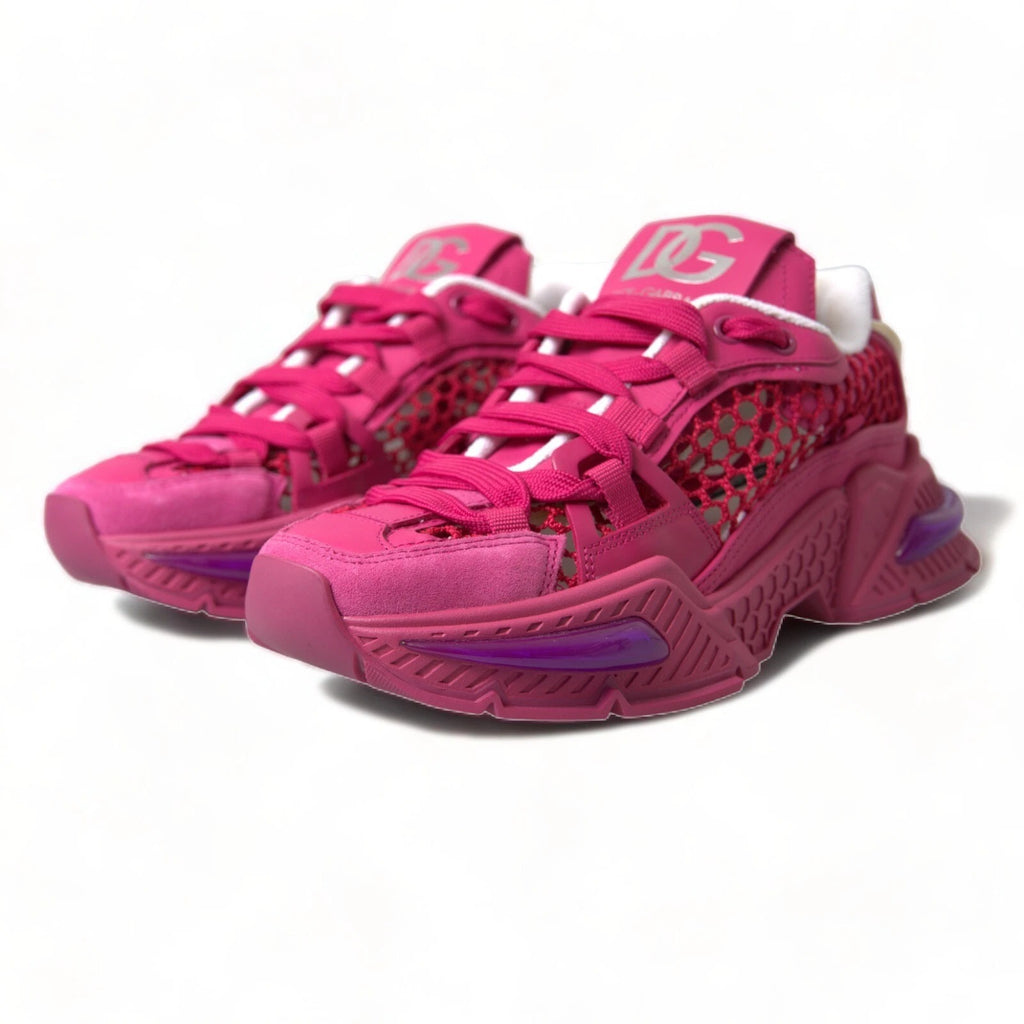 Dolce & Gabbana Pink Airmaster Mesh Panelled Low Top Sneakers Shoes