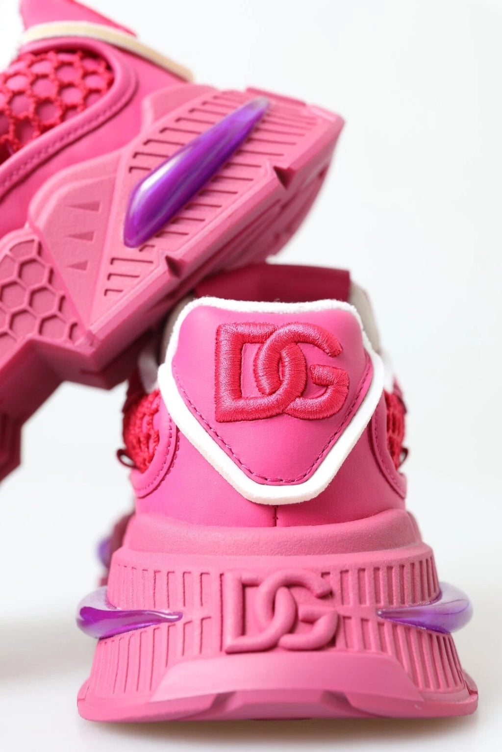 Dolce & Gabbana Pink Airmaster Mesh Panelled Low Top Sneakers Shoes