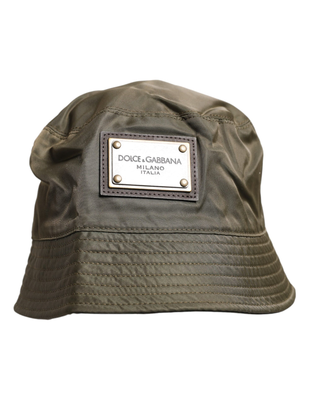 Dolce & Gabbana Brown DG Plaque Wide Brim Bucket Hat
