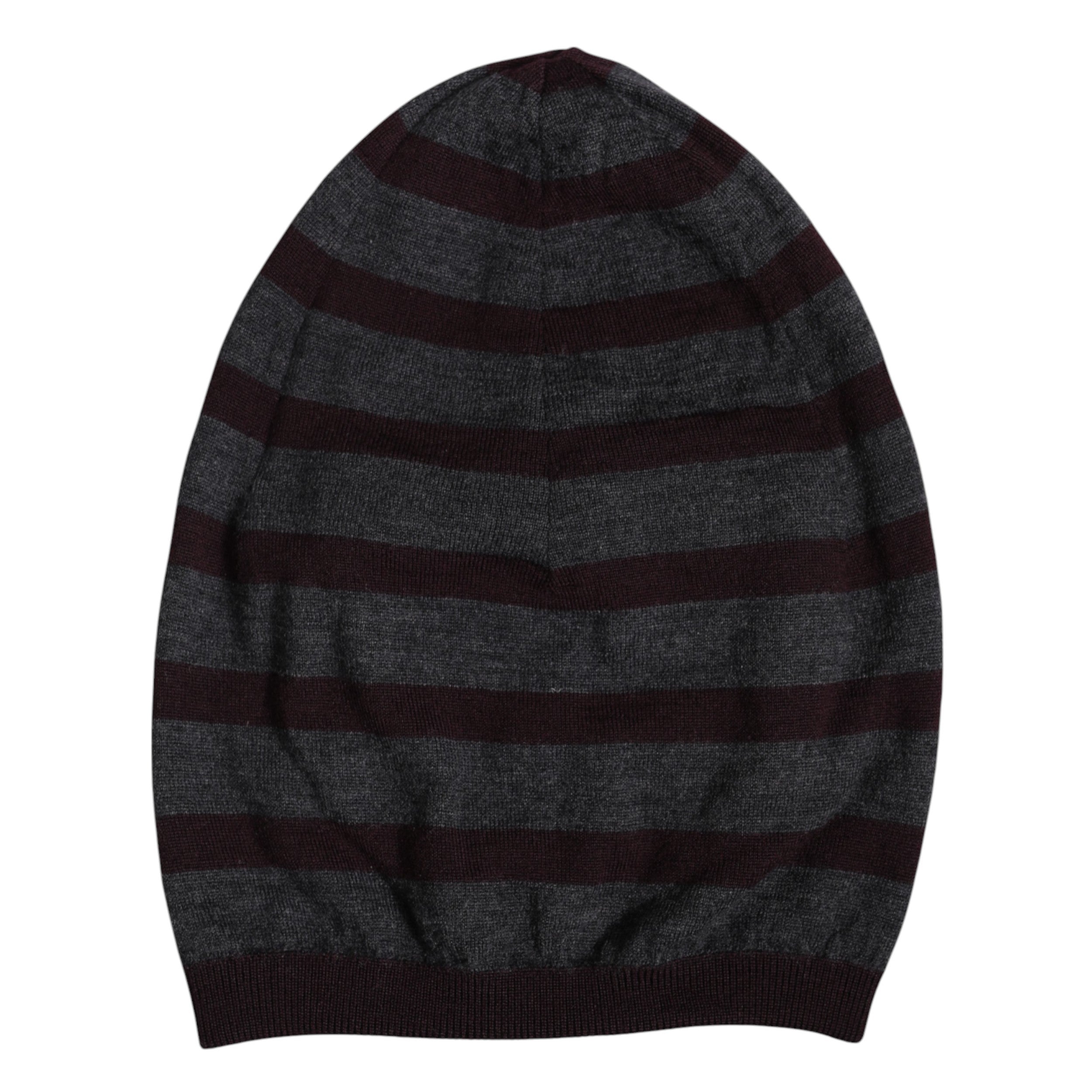 Dolce & Gabbana Gray Striped Wool Knitted Winter Beanie Hat
