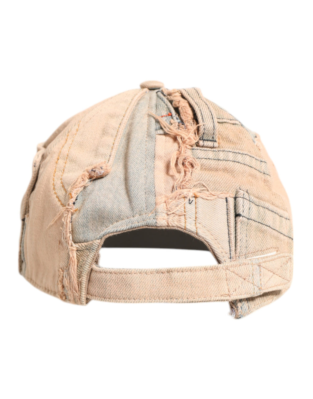 Dolce & Gabbana Beige Tattered Cotton 6 Panels Baseball Cap