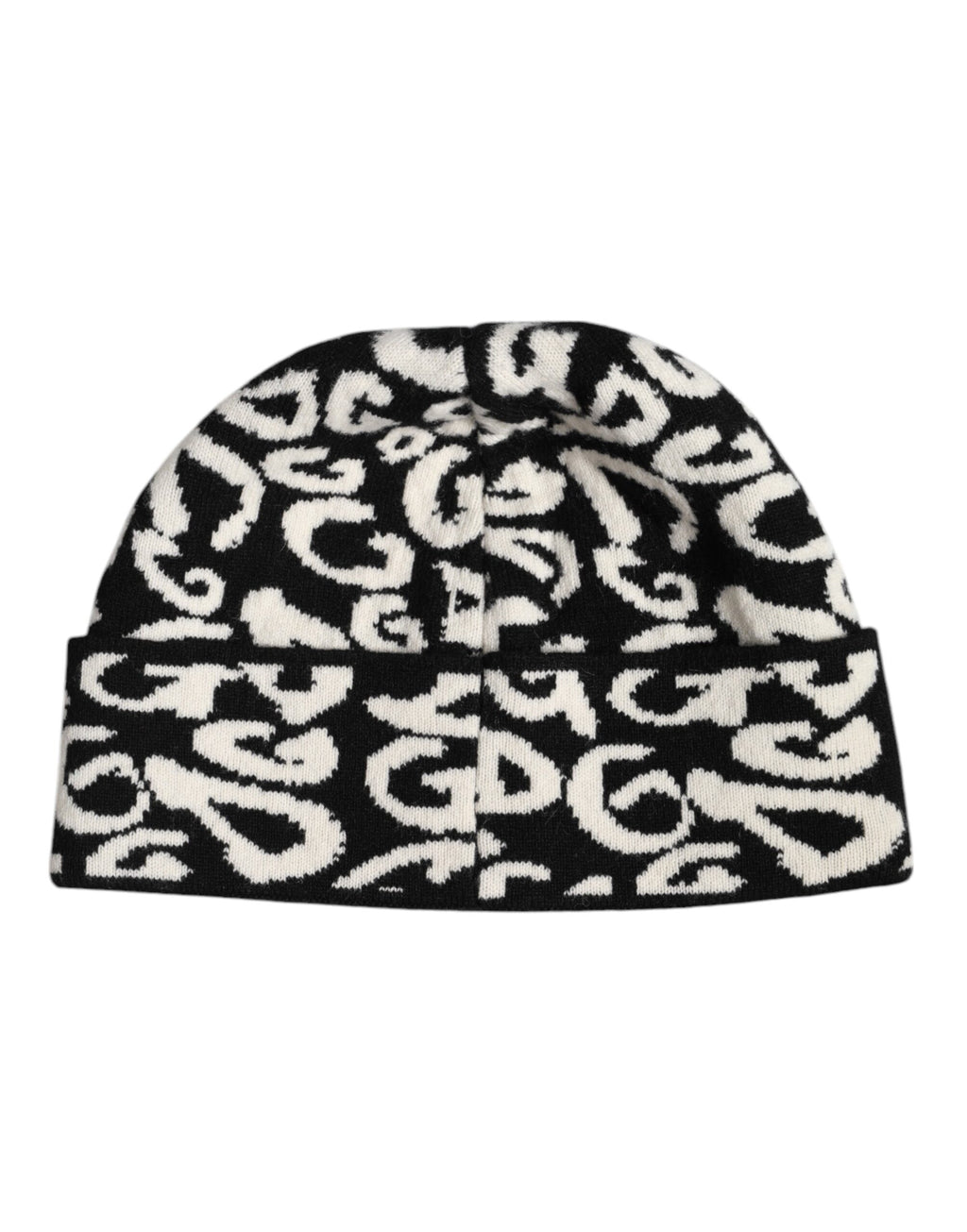 Dolce & Gabbana Black White Wool Knitted Winter Beanie Hat