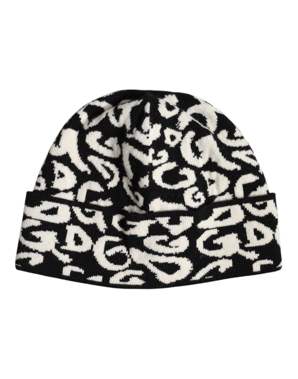 Dolce & Gabbana Black White Wool Knitted Winter Beanie Hat