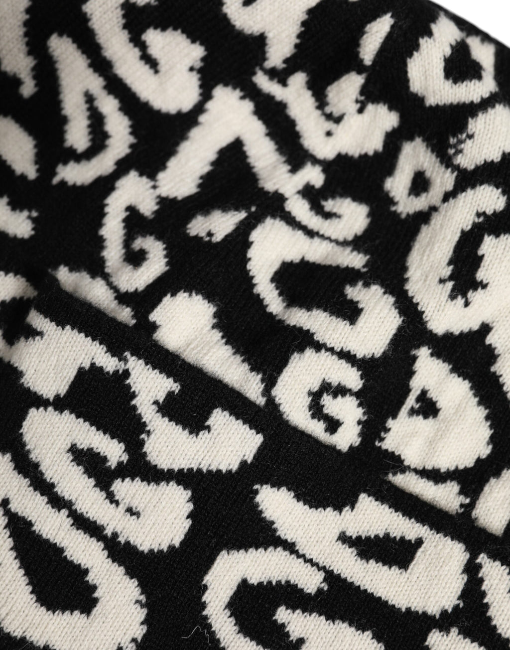 Dolce & Gabbana Black White Wool Knitted Winter Beanie Hat