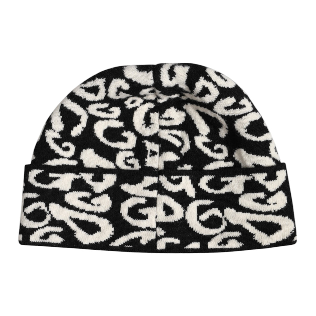 Dolce & Gabbana Black White Wool Knitted Winter Beanie Hat