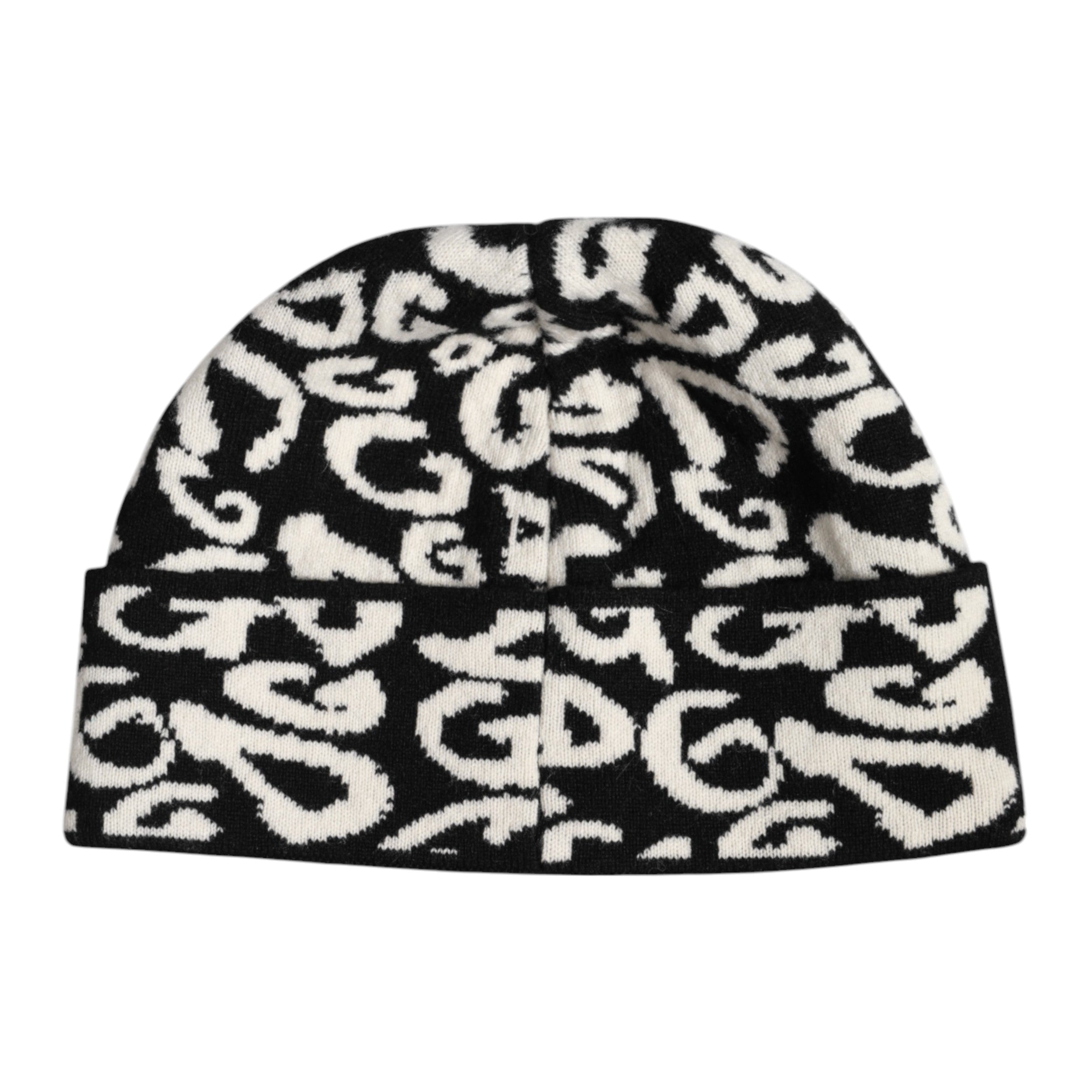 Dolce & Gabbana Black White Wool Knitted Winter Beanie Hat