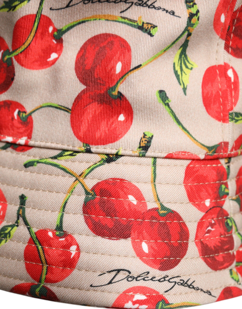 Dolce & Gabbana Beige Cotton Printed Wide Brim Bucket Hat