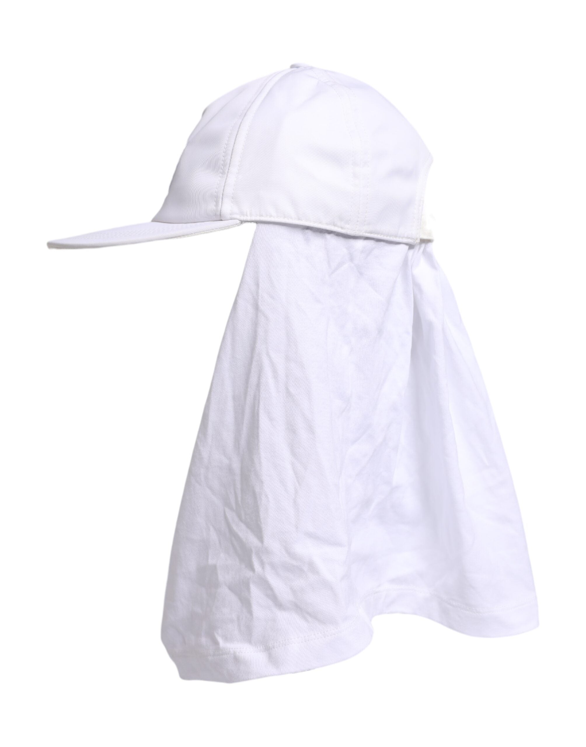 Dolce & Gabbana White Cotton DG Logo Plaque Baseball Balaclava Cap