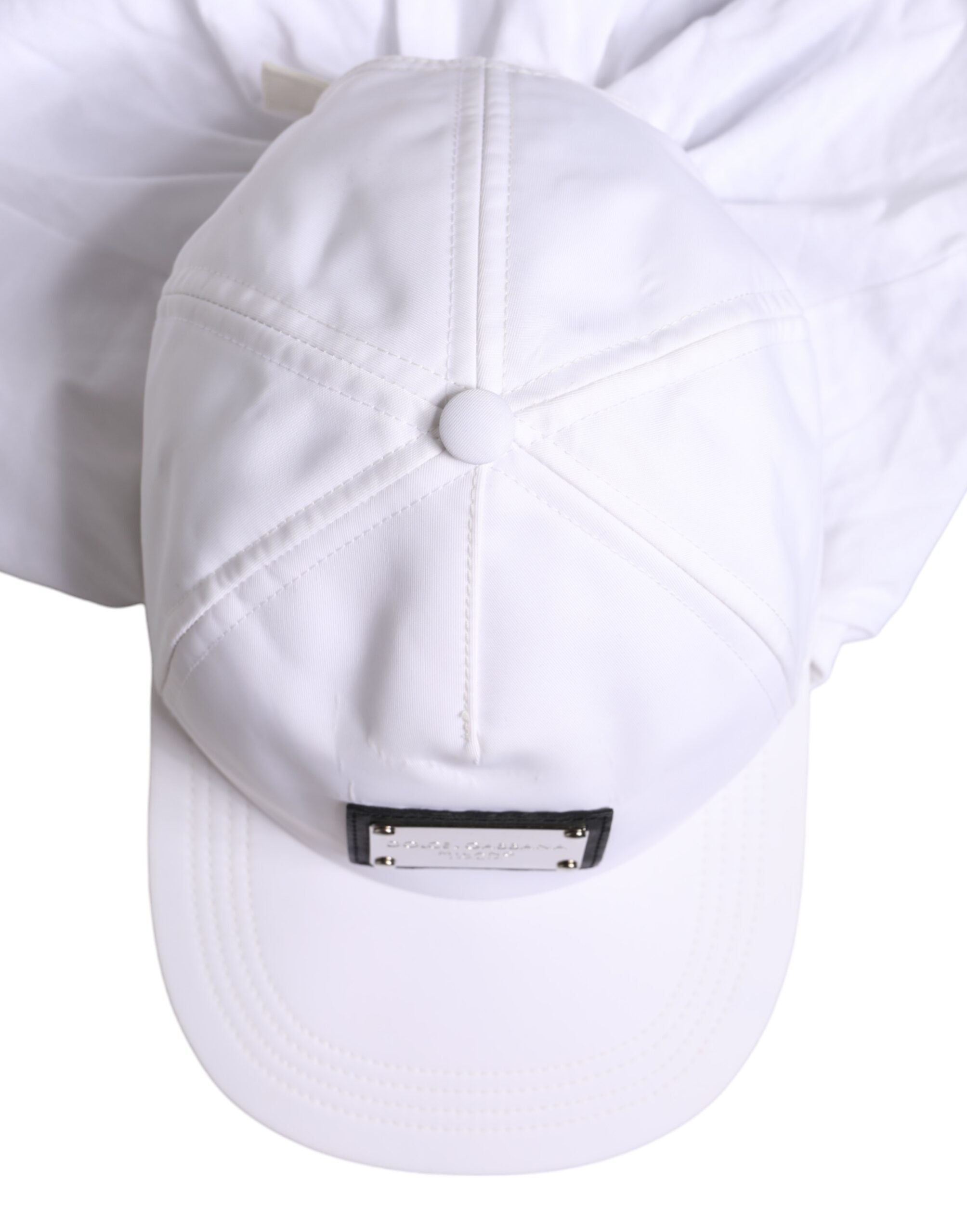 Dolce & Gabbana White Cotton DG Logo Plaque Baseball Balaclava Cap