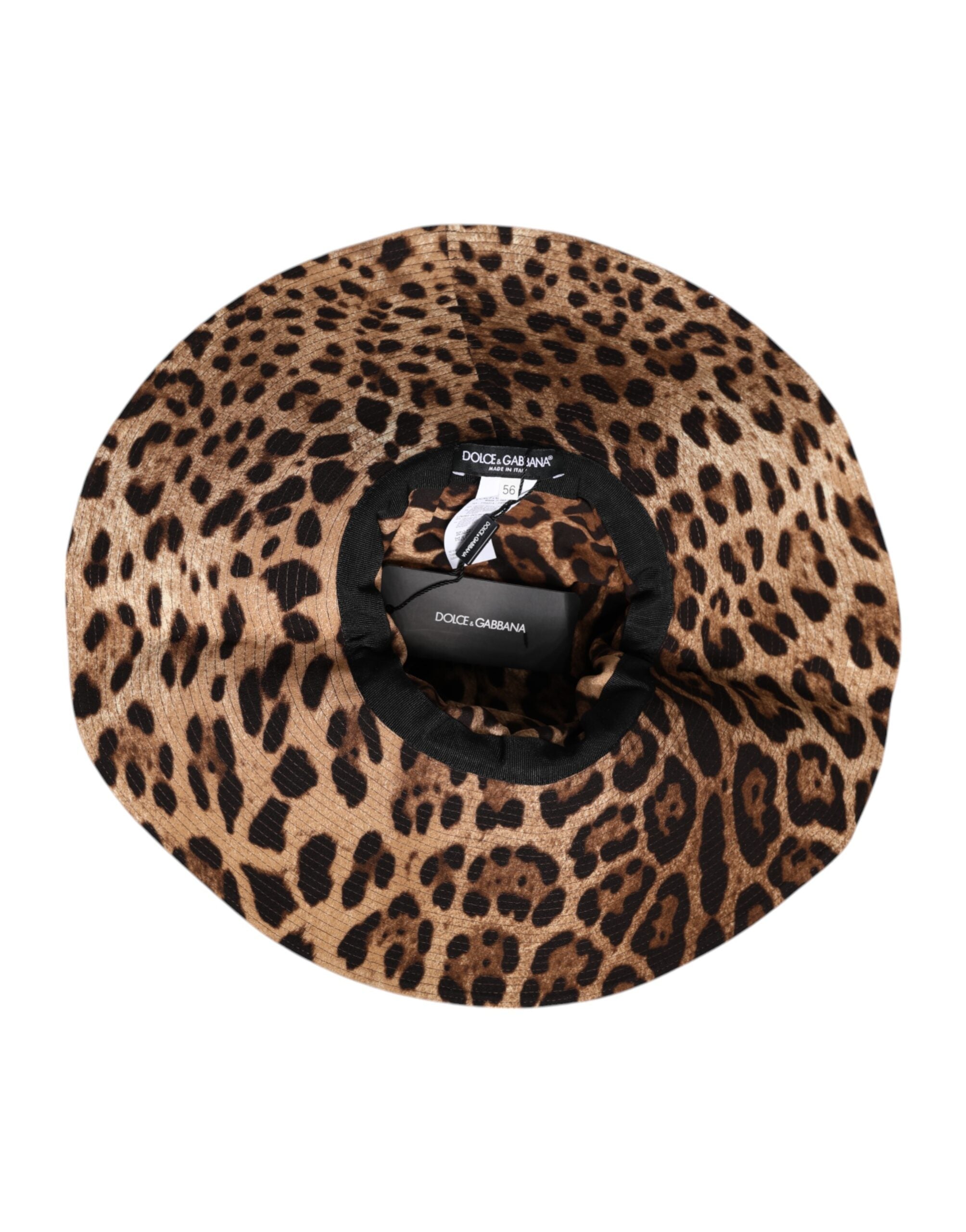 Dolce & Gabbana Brown Leopard Viscose Women Bucket Hat