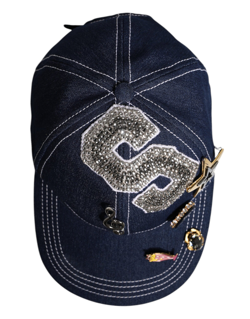 Dolce & Gabbana Blue Crystal Embellishment Baseball Cap