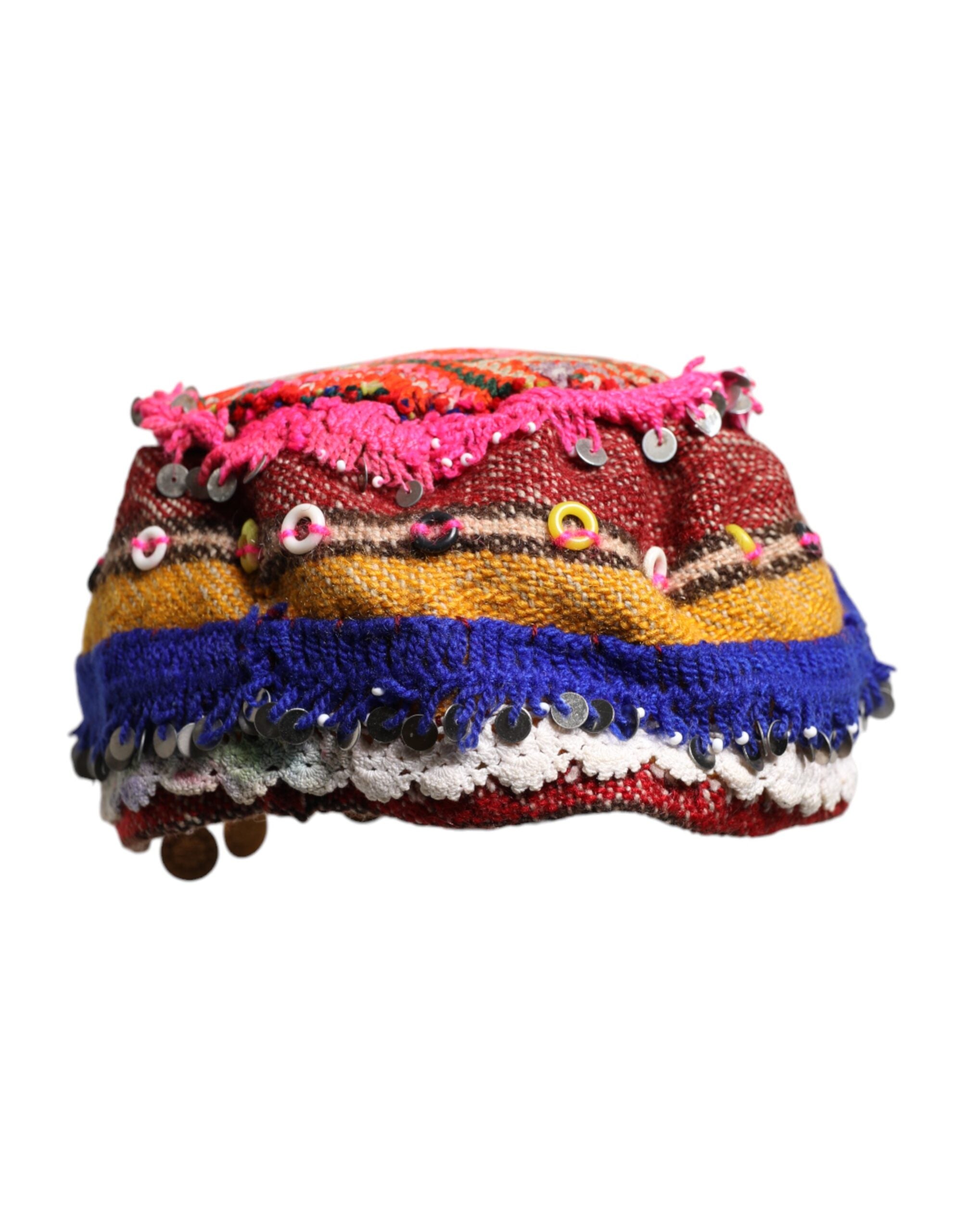 Dolce & Gabbana Multicolor Floral Sequin Knitted Embellished Hat