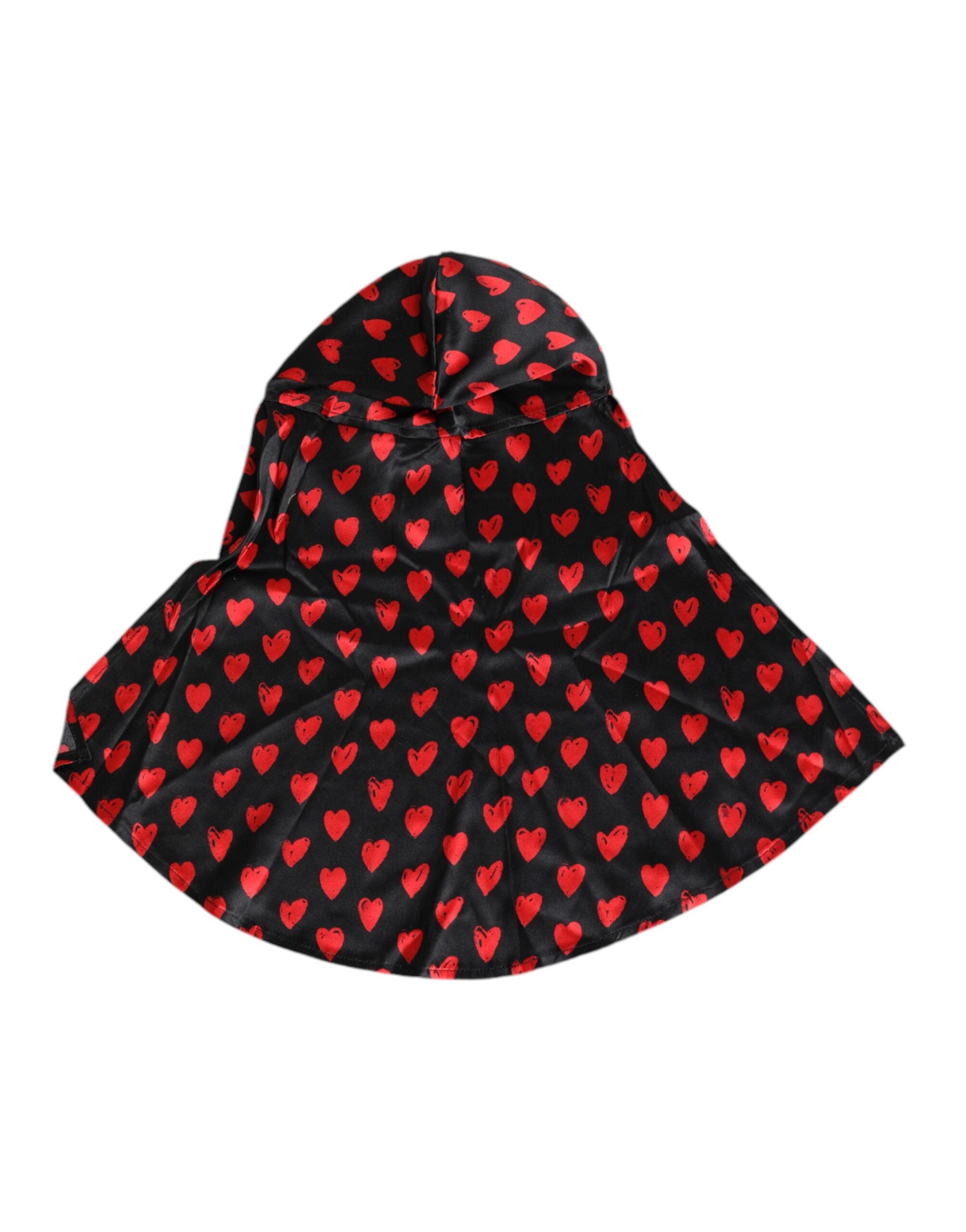Dolce & Gabbana Black Red Hearts Polyester Hat