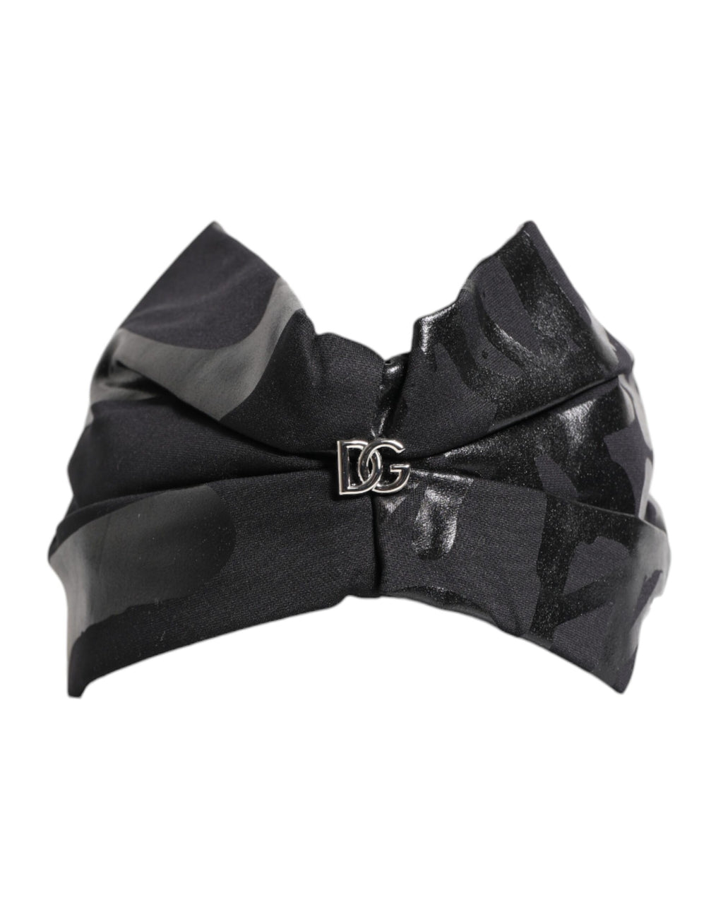 Dolce & Gabbana Black Nylon Stretch DG Logo Head Band Hat