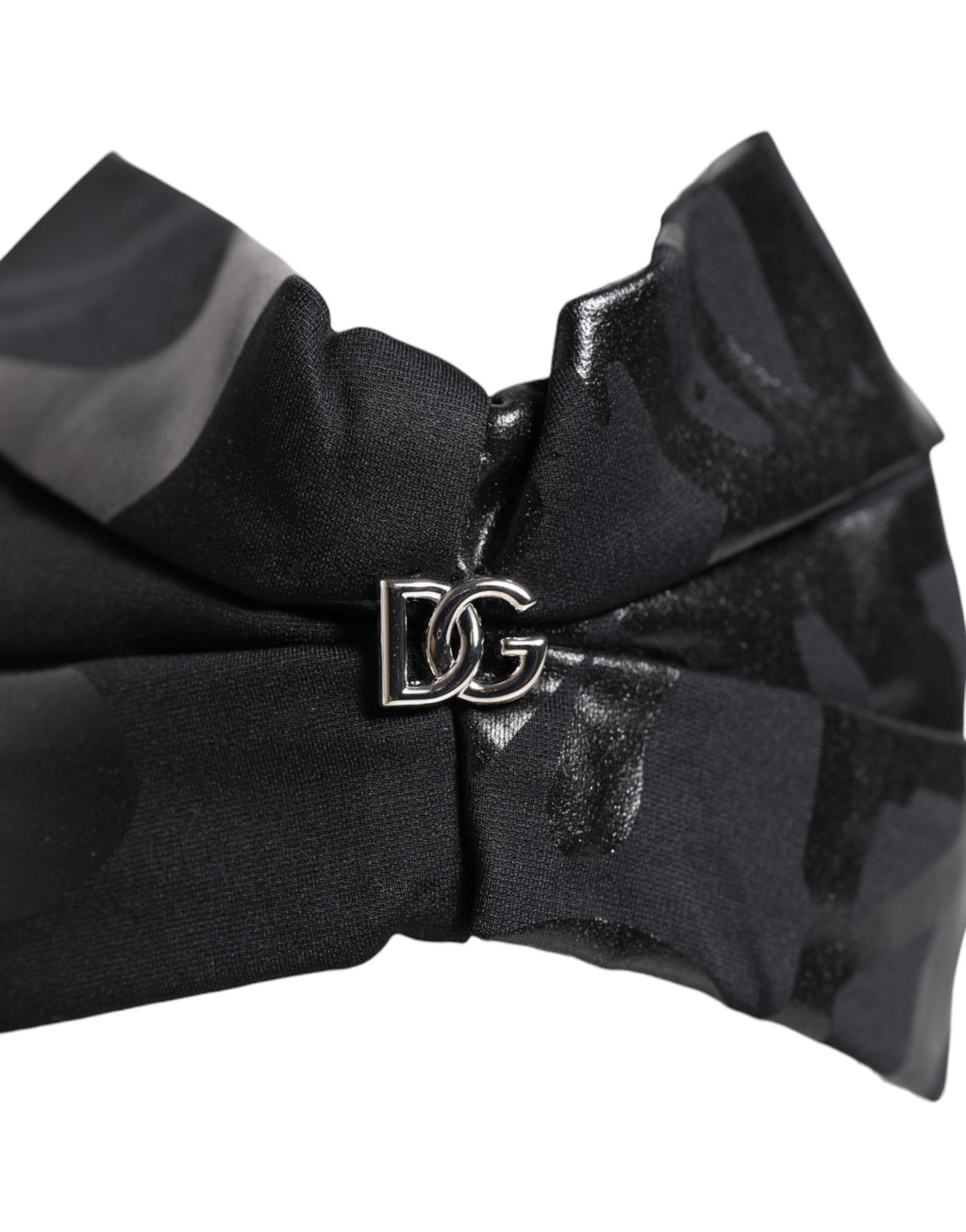 Dolce & Gabbana Black Nylon Stretch DG Logo Head Band Hat