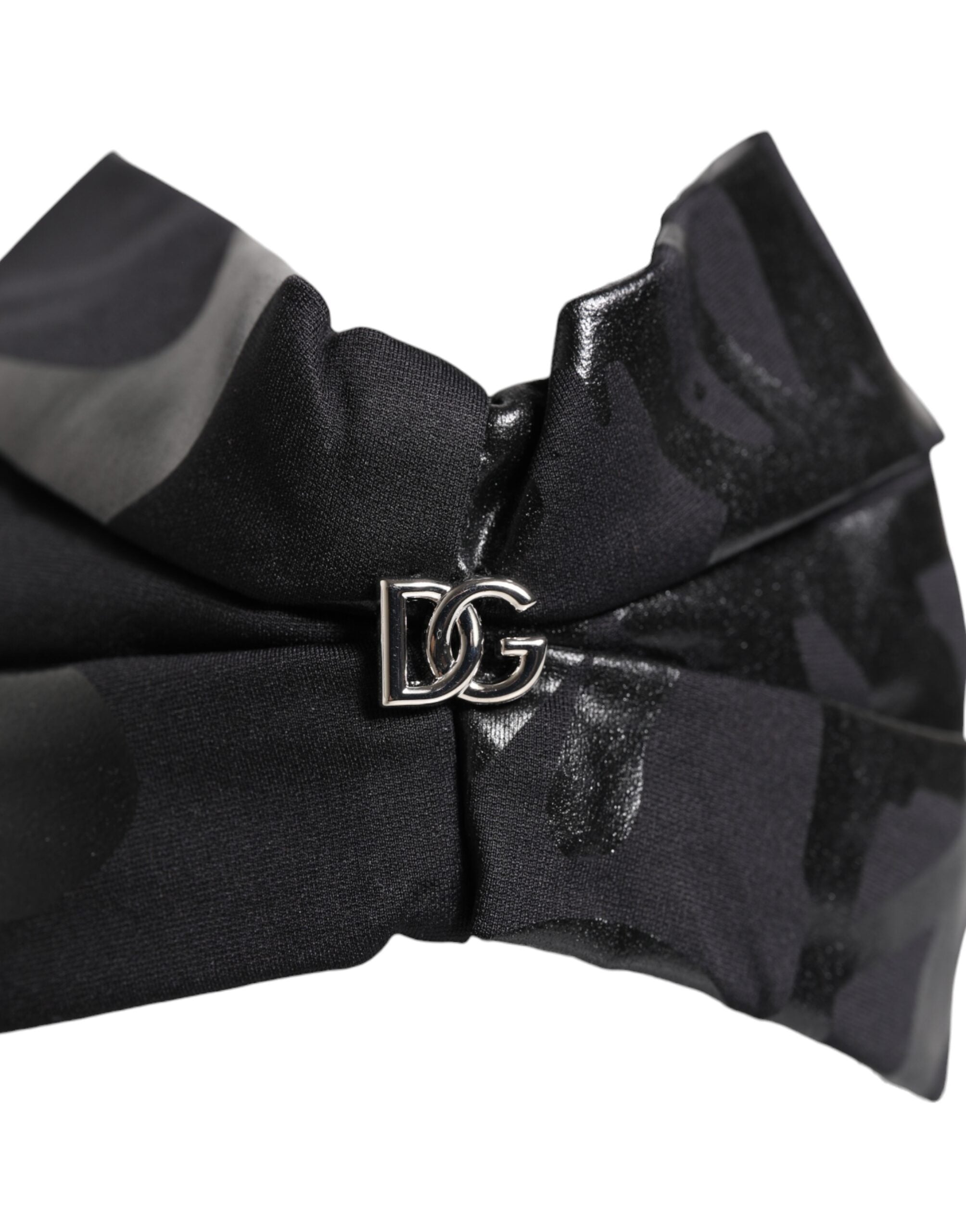 Dolce & Gabbana Black Nylon Stretch DG Logo Head Band Hat