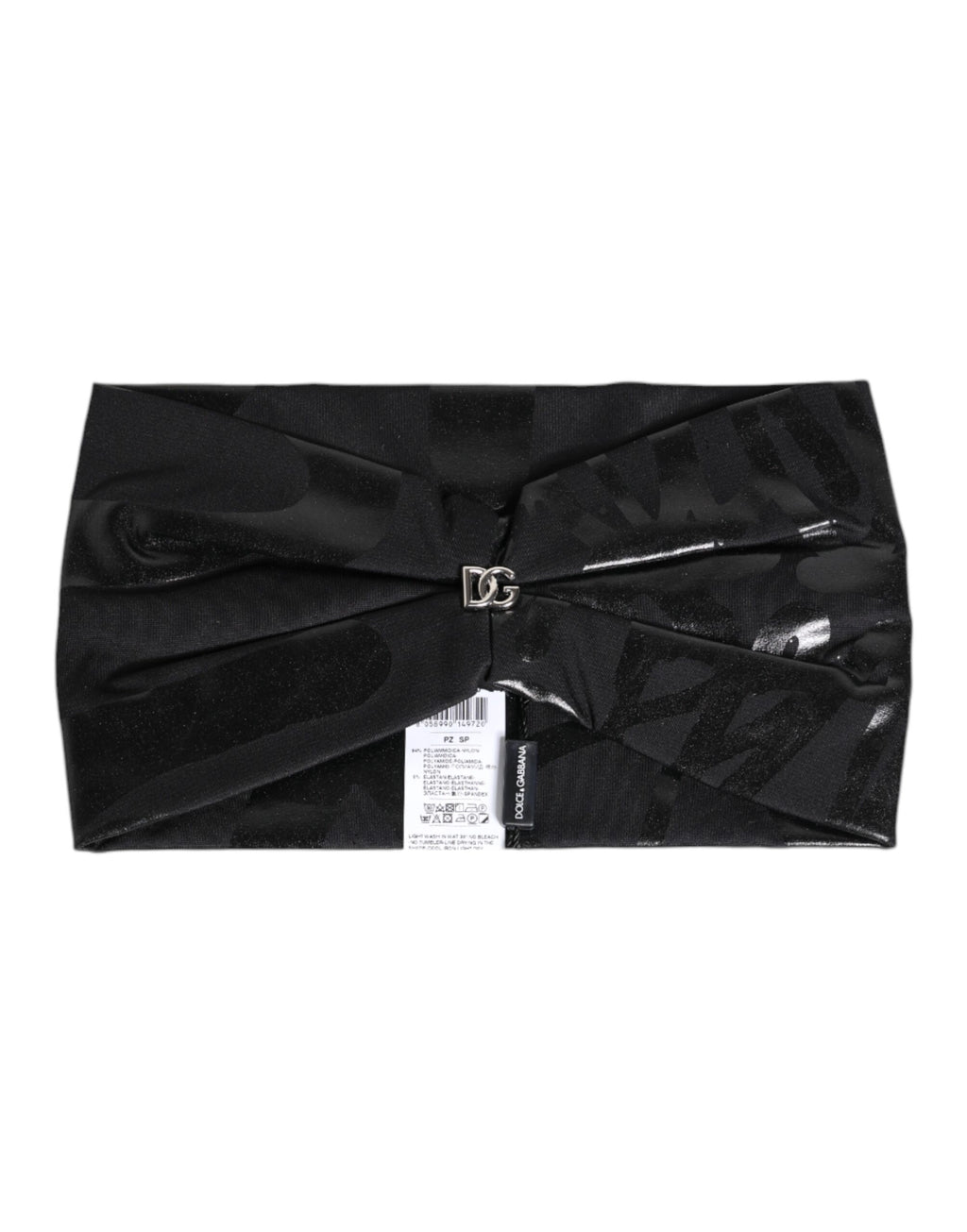 Dolce & Gabbana Black Nylon Stretch DG Logo Head Band Hat