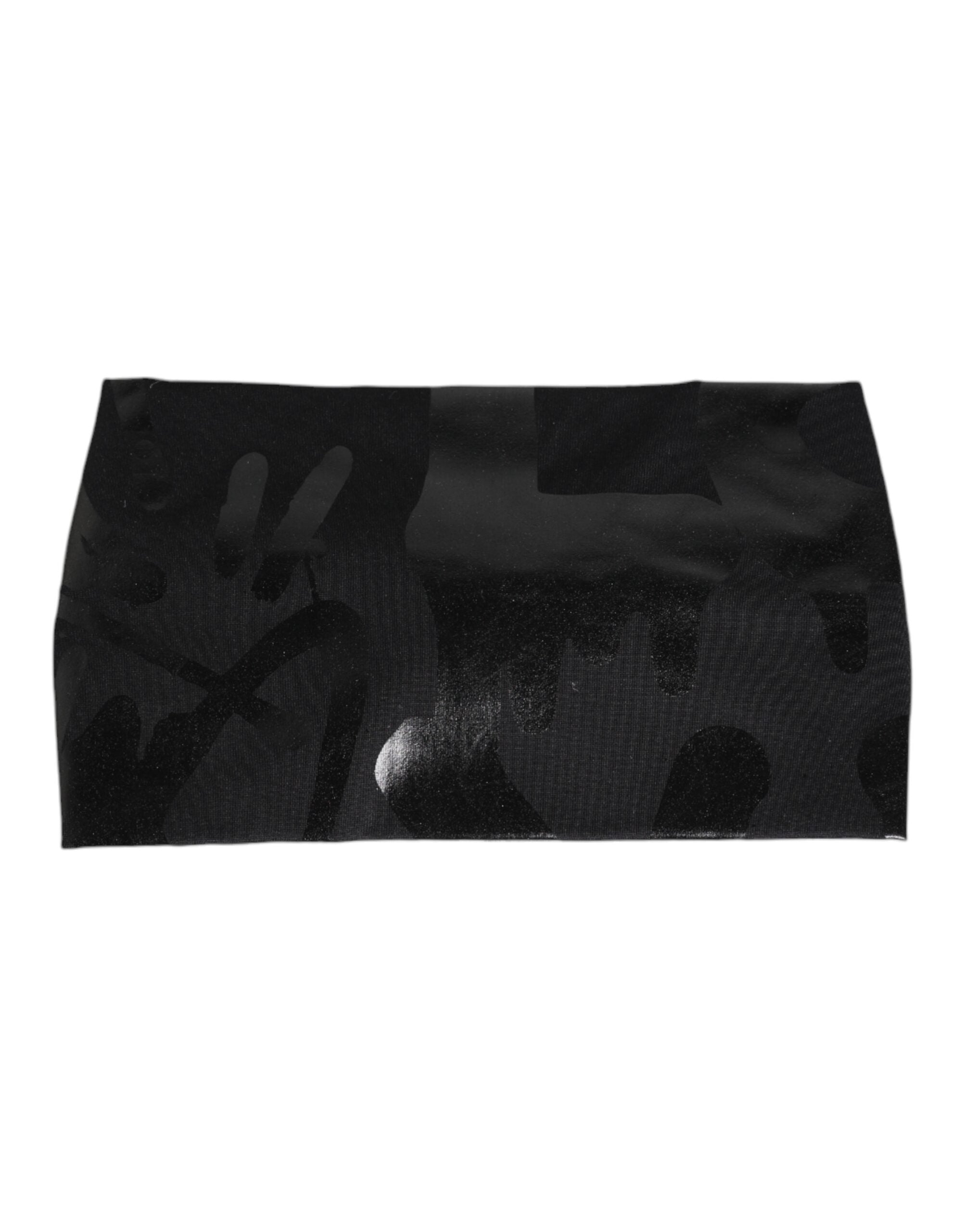 Dolce & Gabbana Black Nylon Stretch DG Logo Head Band Hat