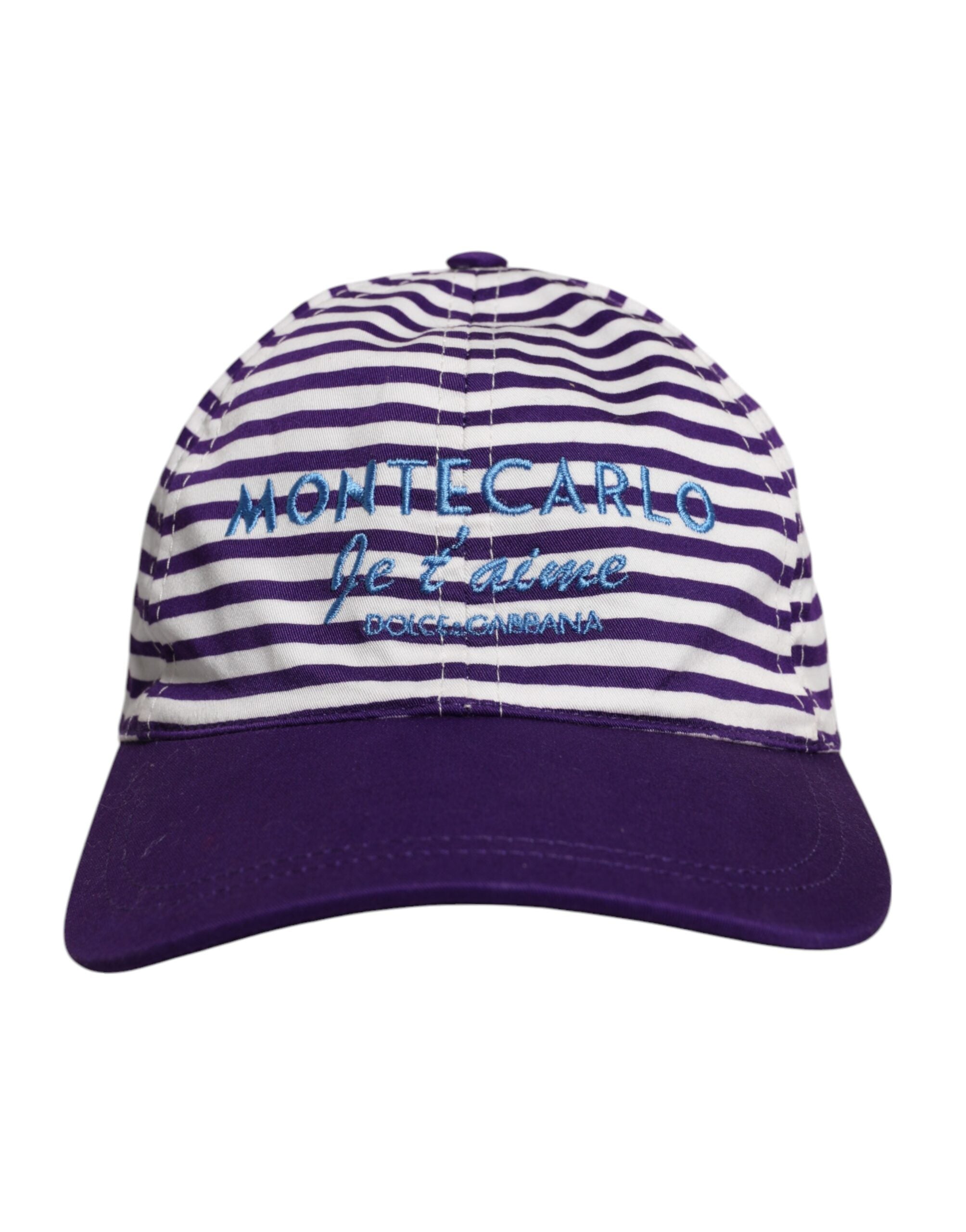 Dolce & Gabbana White Purple Stripe Cotton Women Baseball Cap
