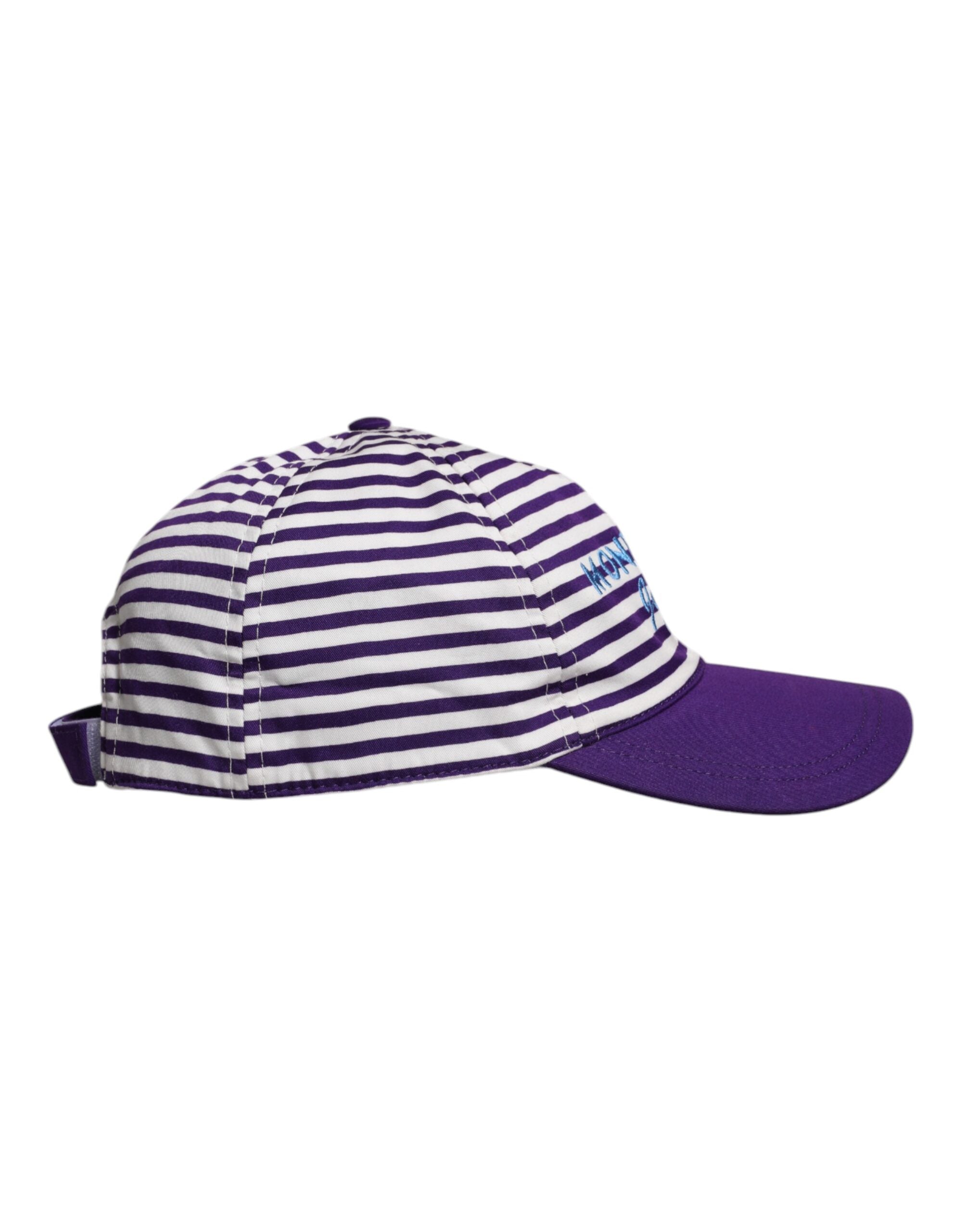 Dolce & Gabbana White Purple Stripe Cotton Women Baseball Cap