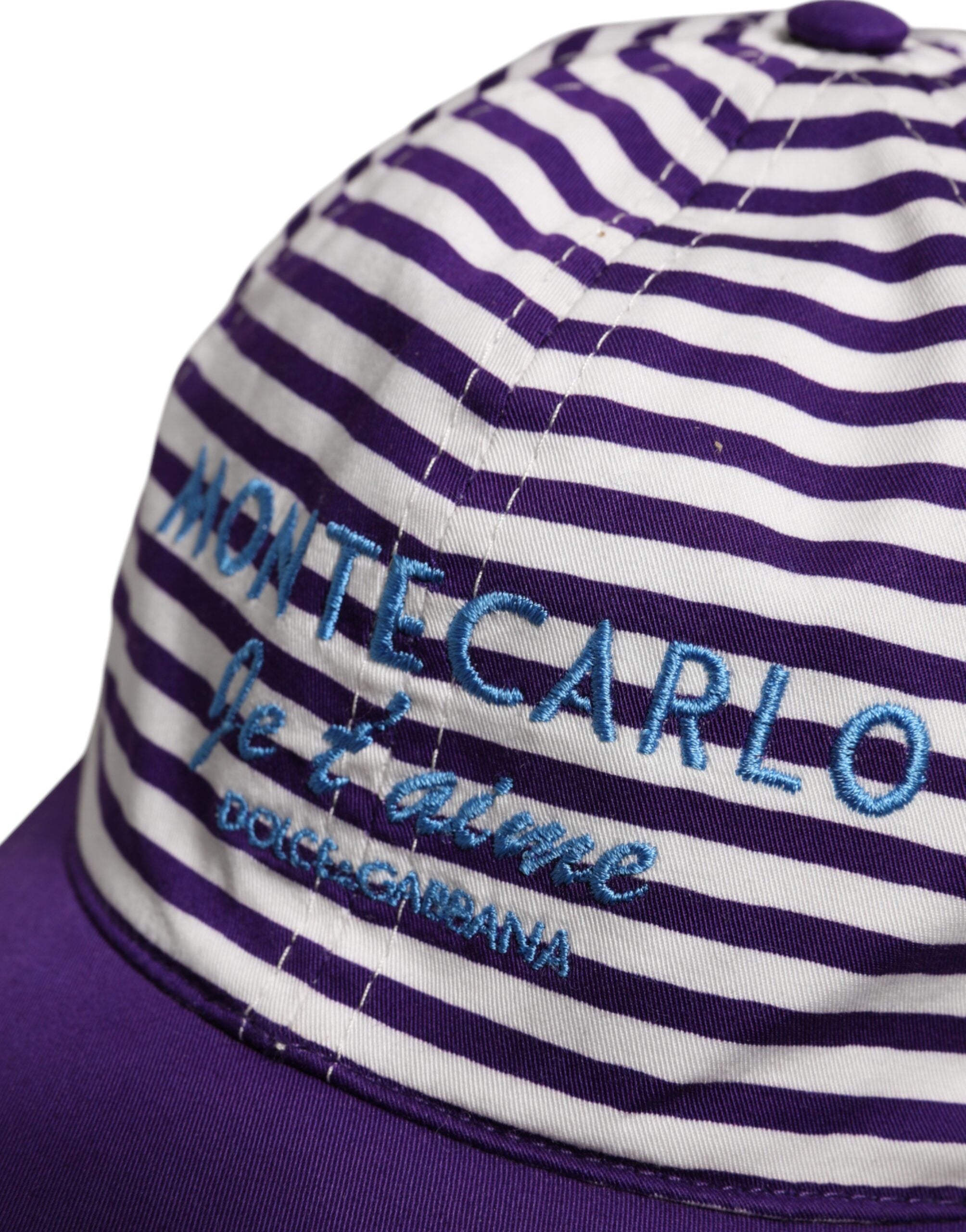 Dolce & Gabbana White Purple Stripe Cotton Women Baseball Cap