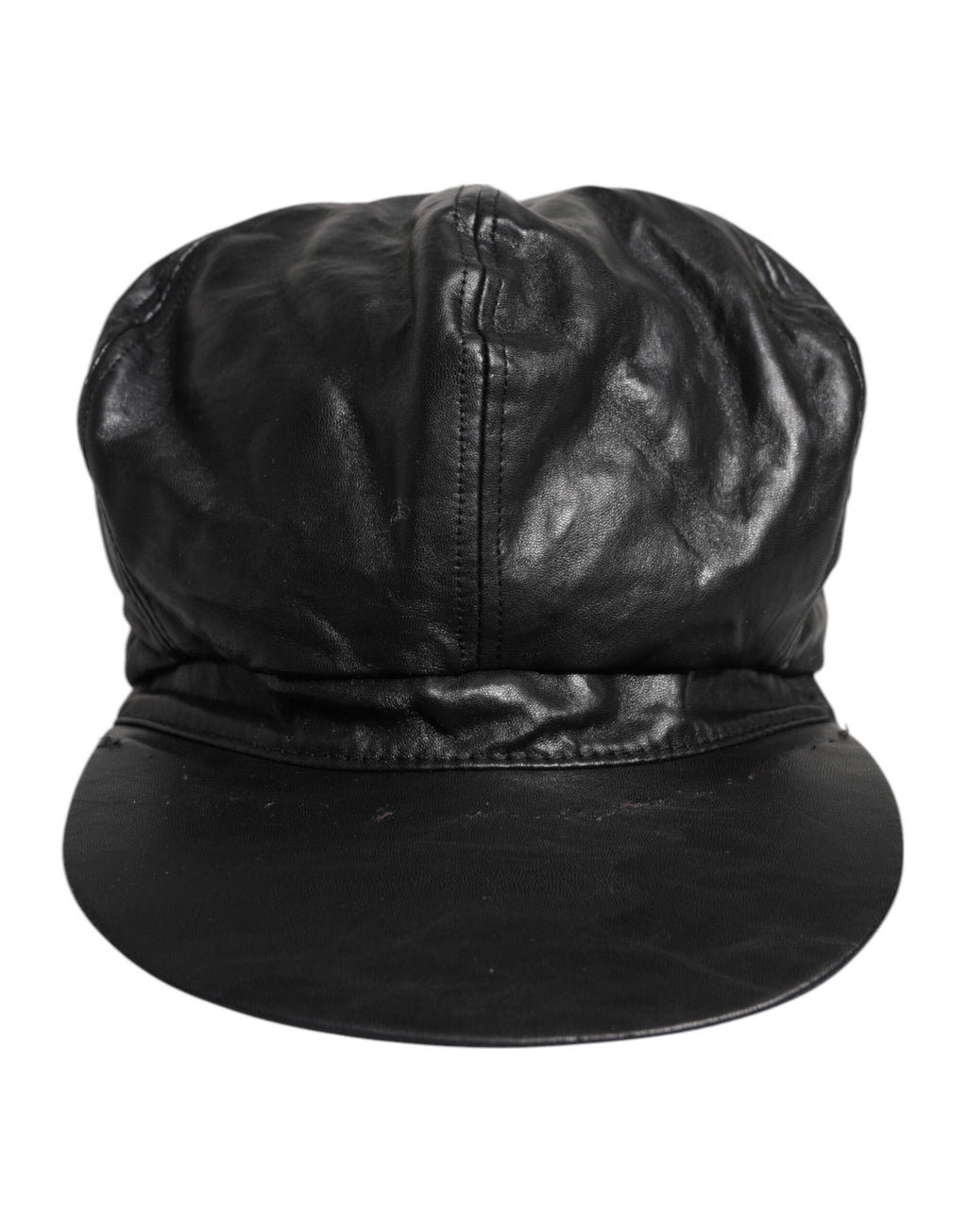 Dolce & Gabbana Black Calf Newsboy Capello Cabbie Hat
