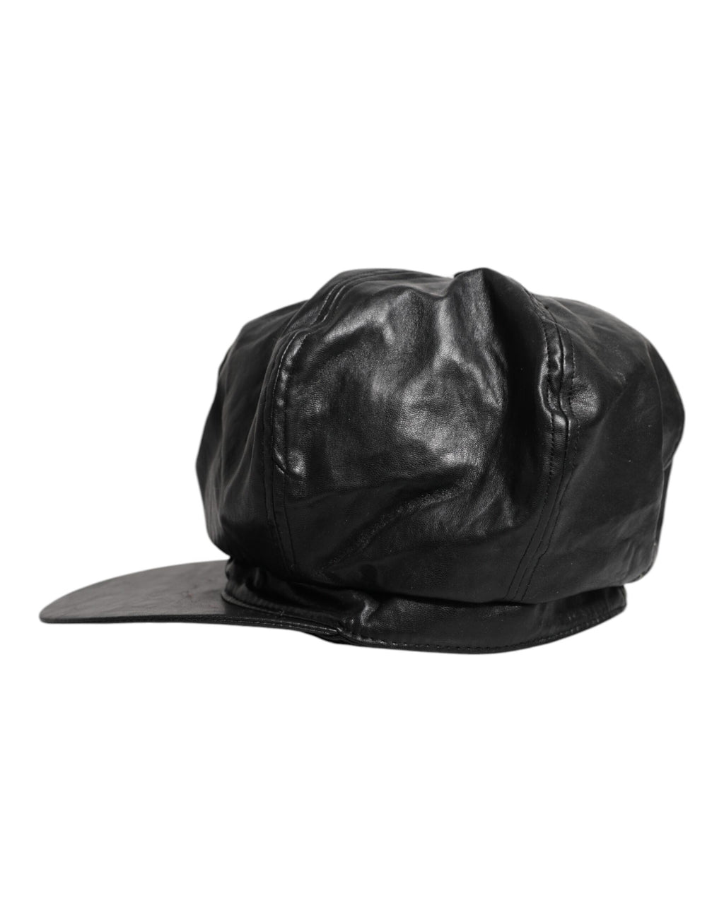 Dolce & Gabbana Black Calf Newsboy Capello Cabbie Hat