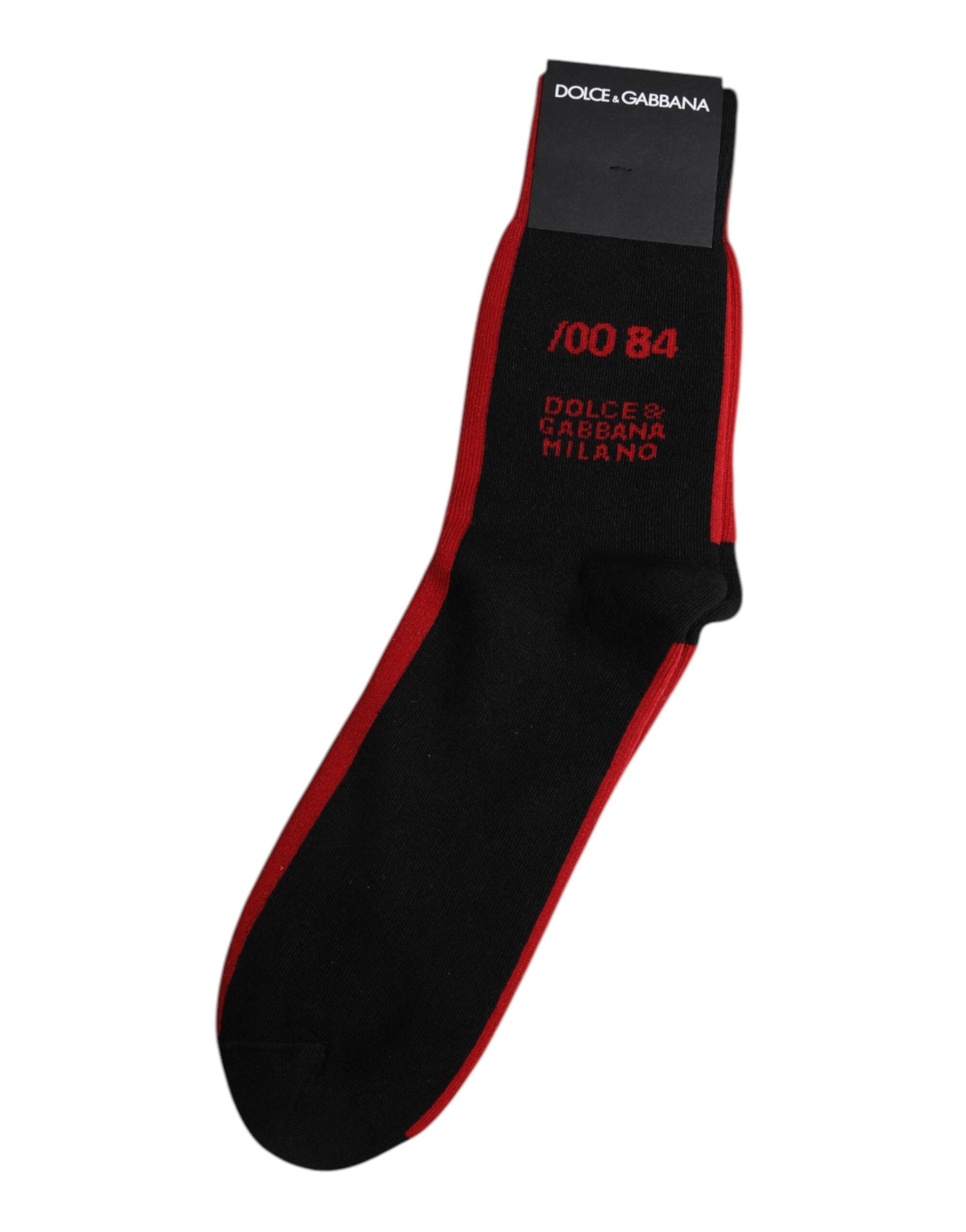 Dolce & Gabbana Black Nylon DG Logo Mid Calf Men Socks