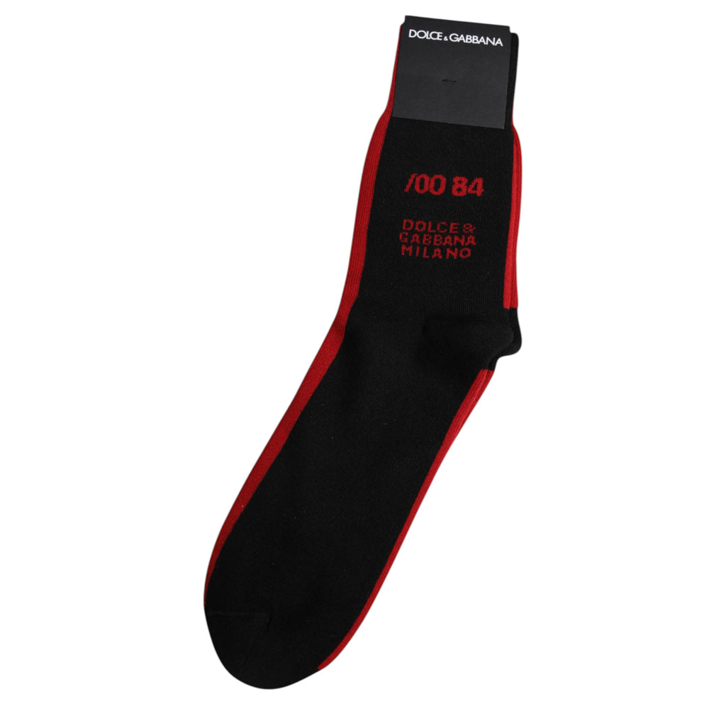 Dolce & Gabbana Black Nylon DG Logo Mid Calf Men Socks