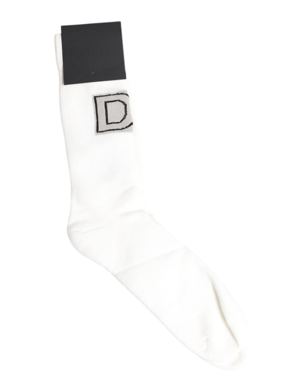 Dolce & Gabbana White Stretch OR VINCIT OMNIA Mid Calf Socks