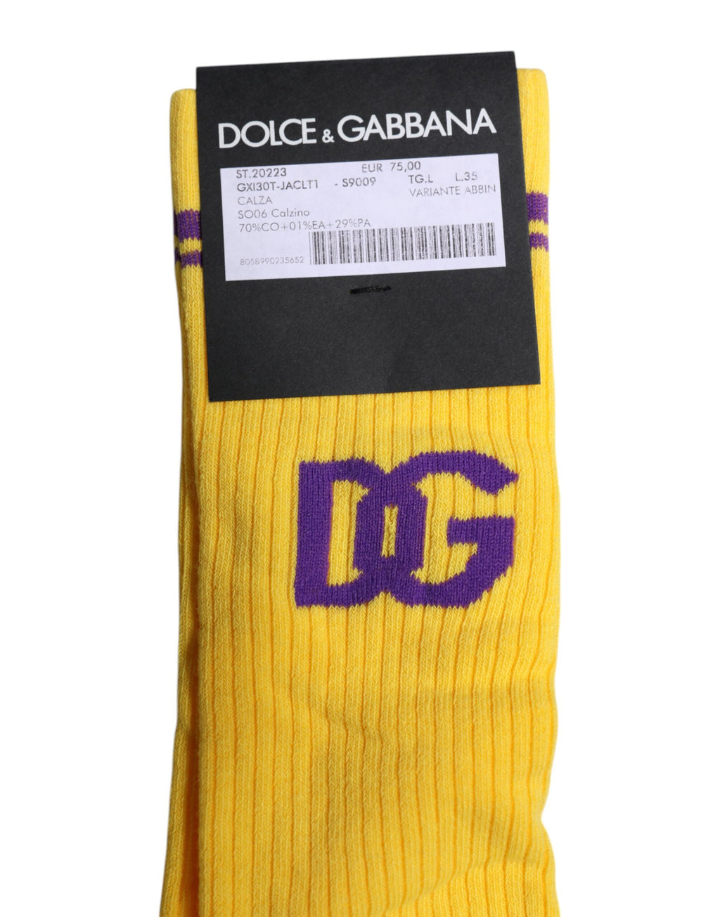 Dolce & Gabbana Yellow Cotton DG Logo Mid Calf Socks