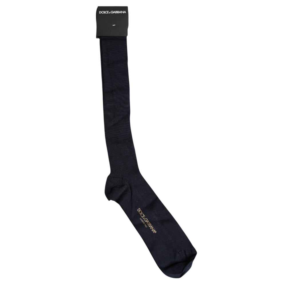 Dolce & Gabbana Black Viscose Logo Over The Calf Socks