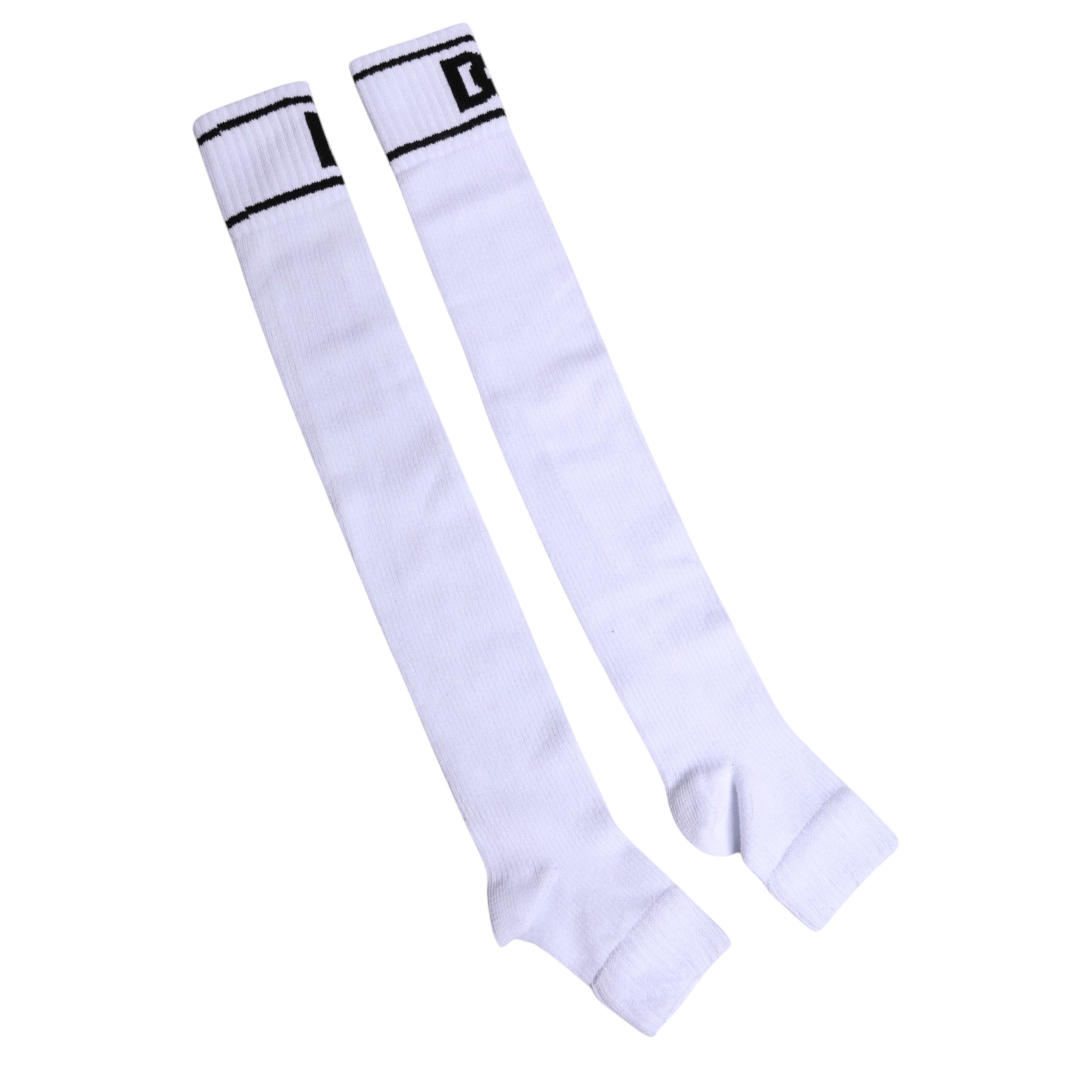 Dolce & Gabbana White Cotton DG Logo Print Open Toe Socks