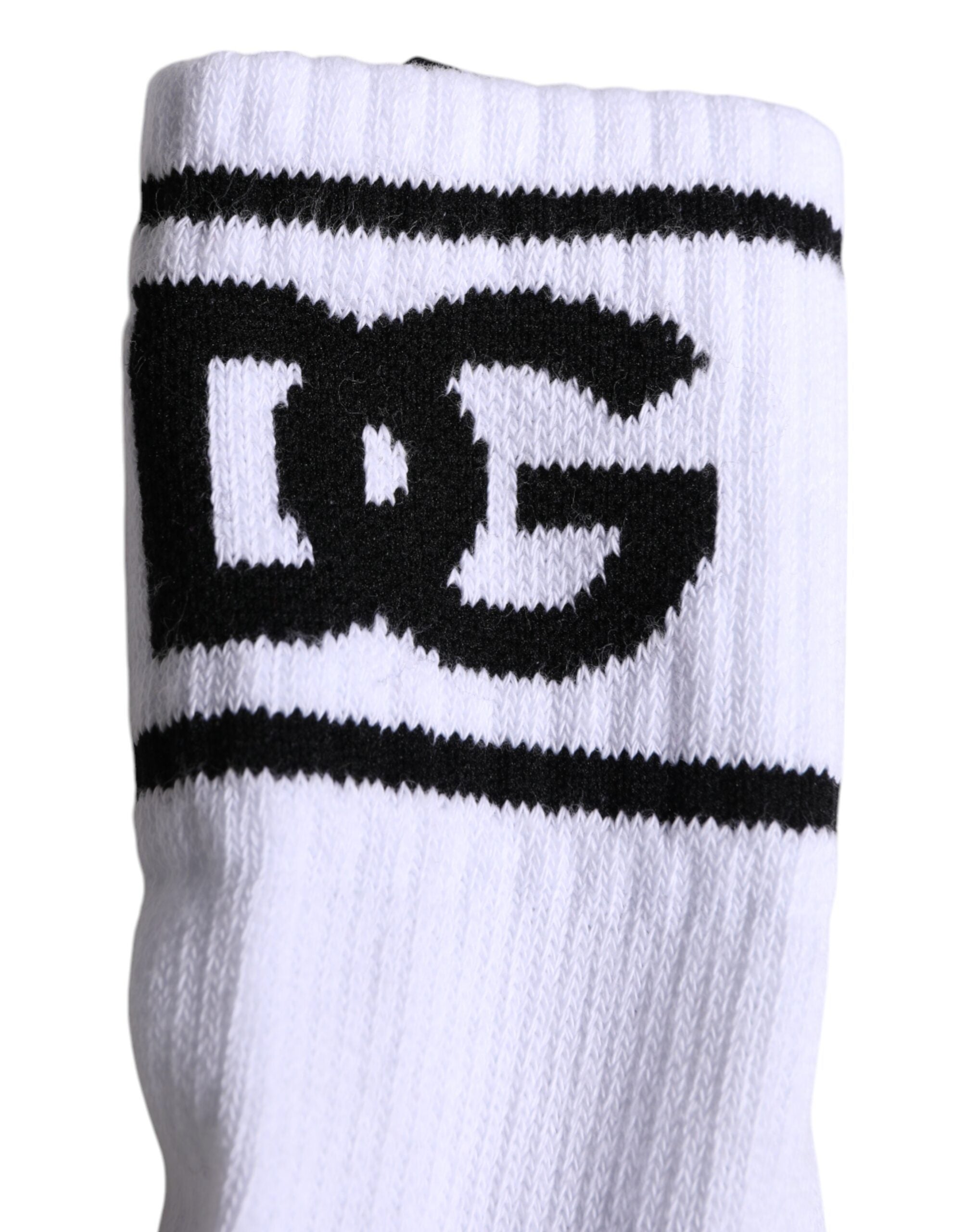 Dolce & Gabbana White Cotton DG Logo Print Open Toe Socks