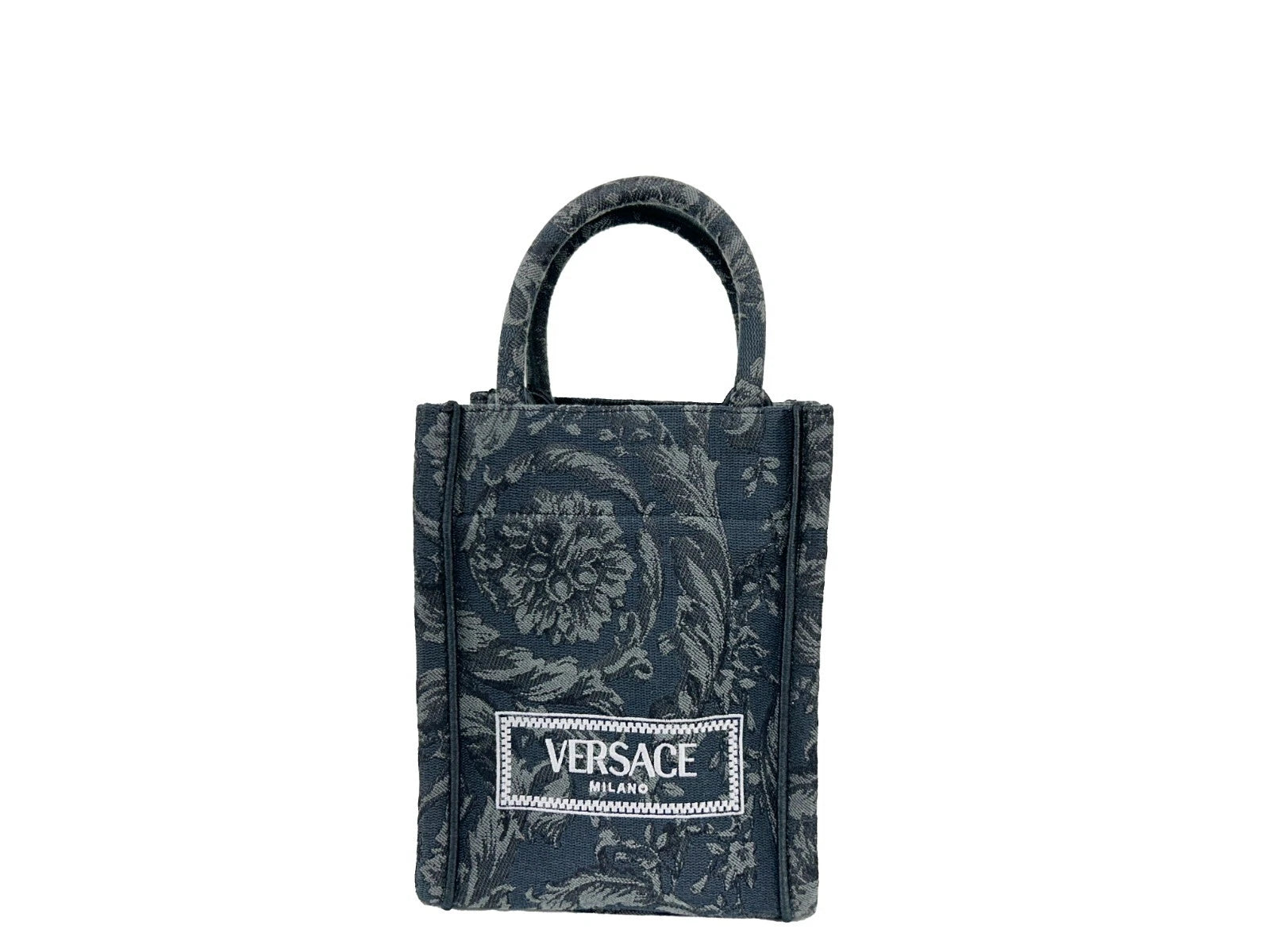 Versace Athena Barocco Mini Top Handle Tote Crossbody Bag Black