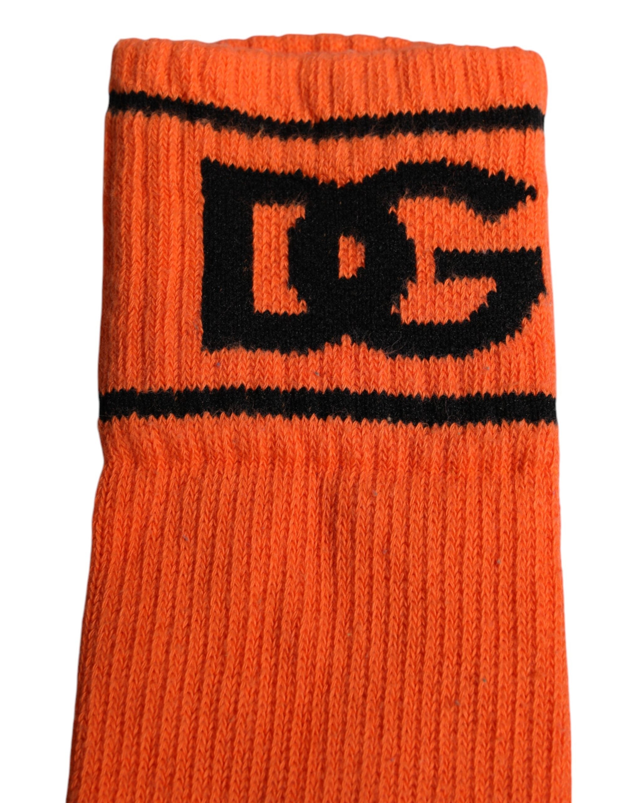 Dolce & Gabbana Orange Cotton DG Logo Print Open Toe Socks
