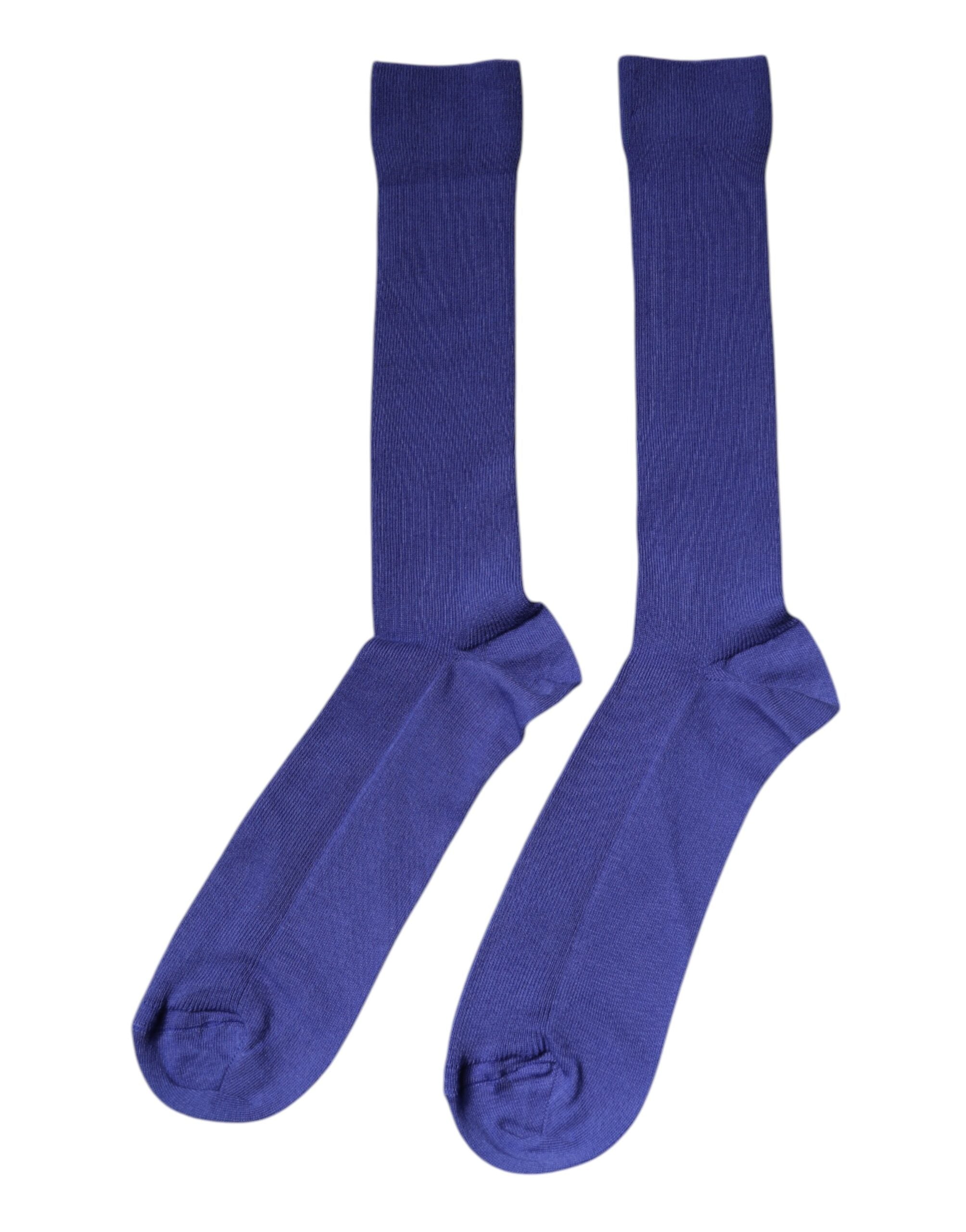 Dolce & Gabbana Purple Cotton Logo Over The Calf Socks