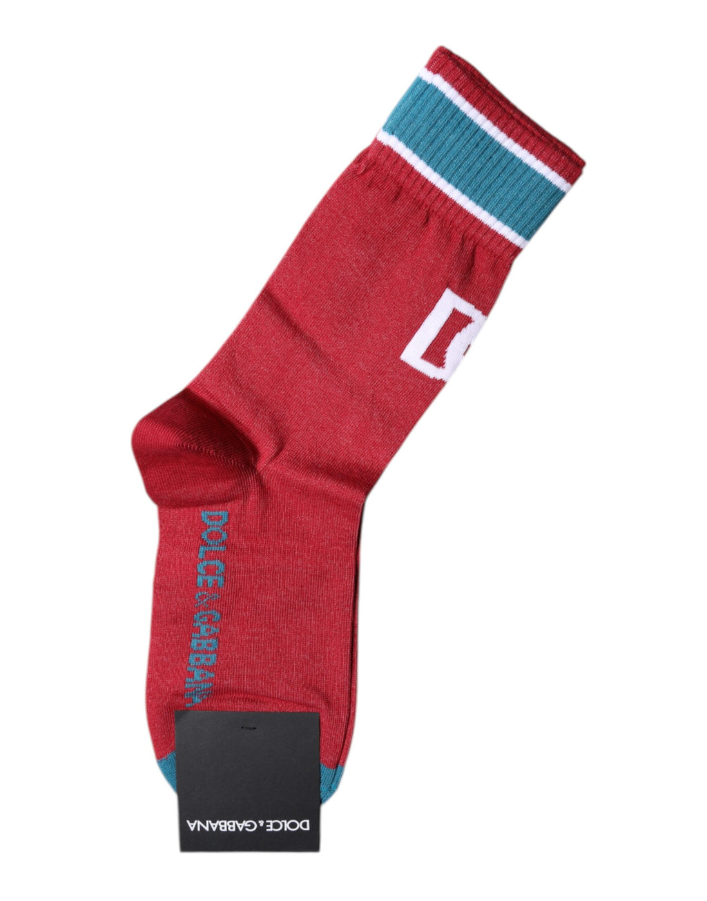 Dolce & Gabbana Red Cotton DG Logo Print Mid Calf Socks
