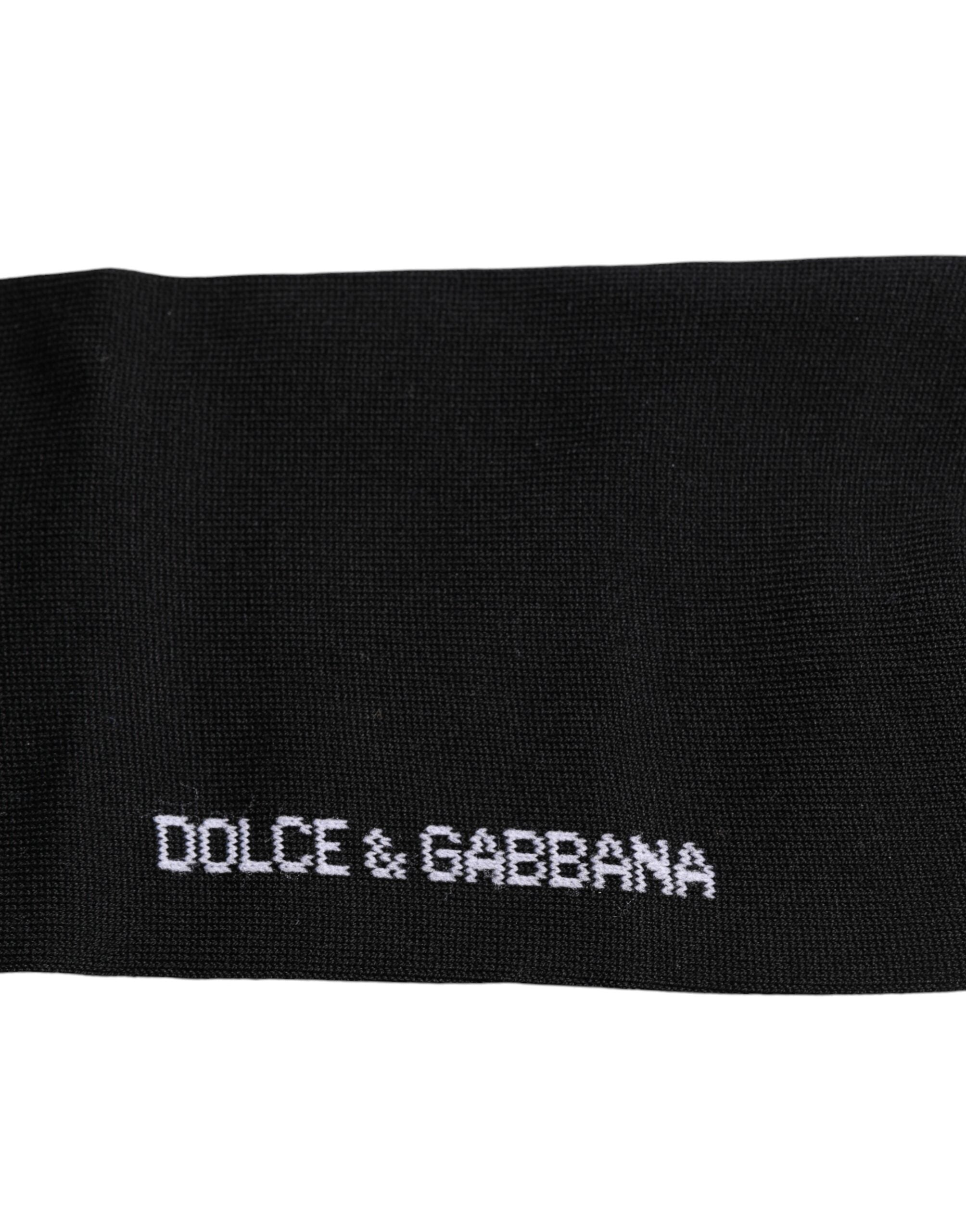 Dolce & Gabbana Black DG Logo Print Cotton Over Calf Socks