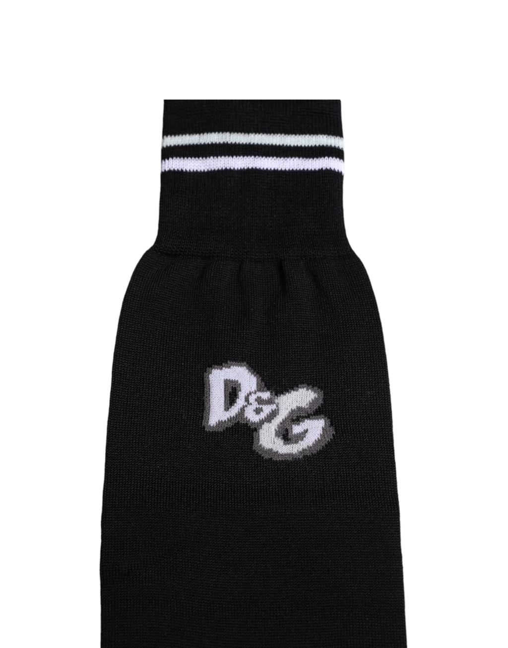Dolce & Gabbana Black DG Logo Print Cotton Over Calf Socks