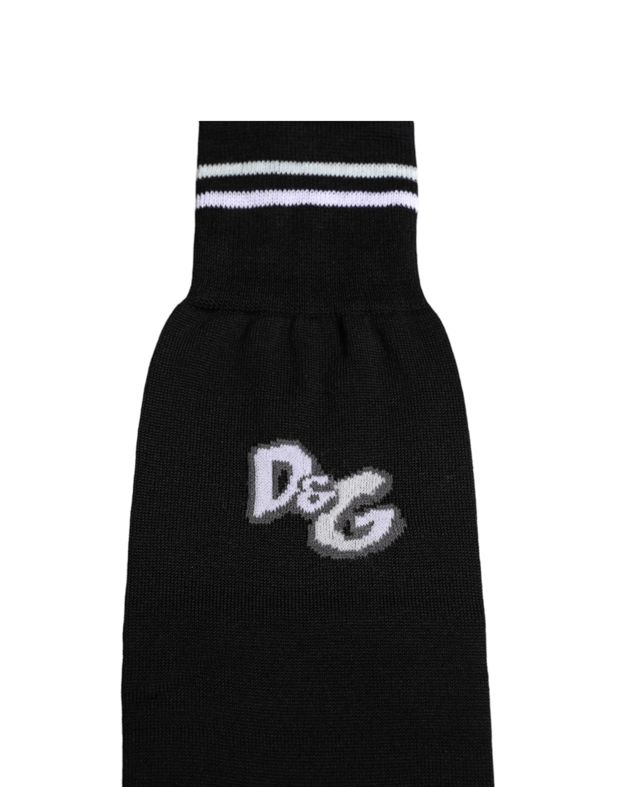 Dolce & Gabbana Black DG Logo Print Cotton Over Calf Socks
