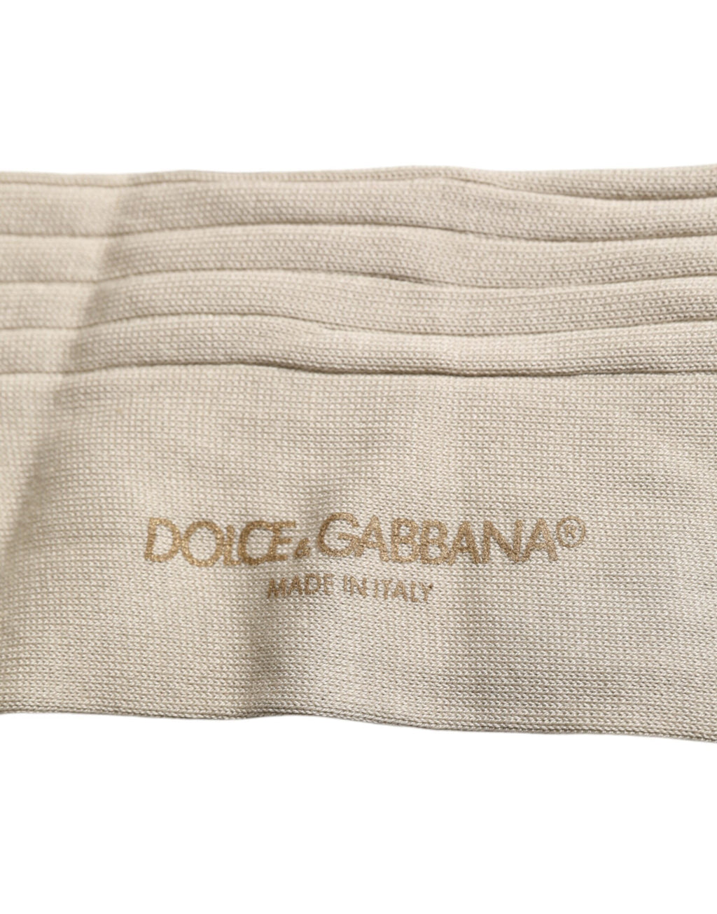 Dolce & Gabbana Beige Cotton Stretch Logo Mid Calf Socks
