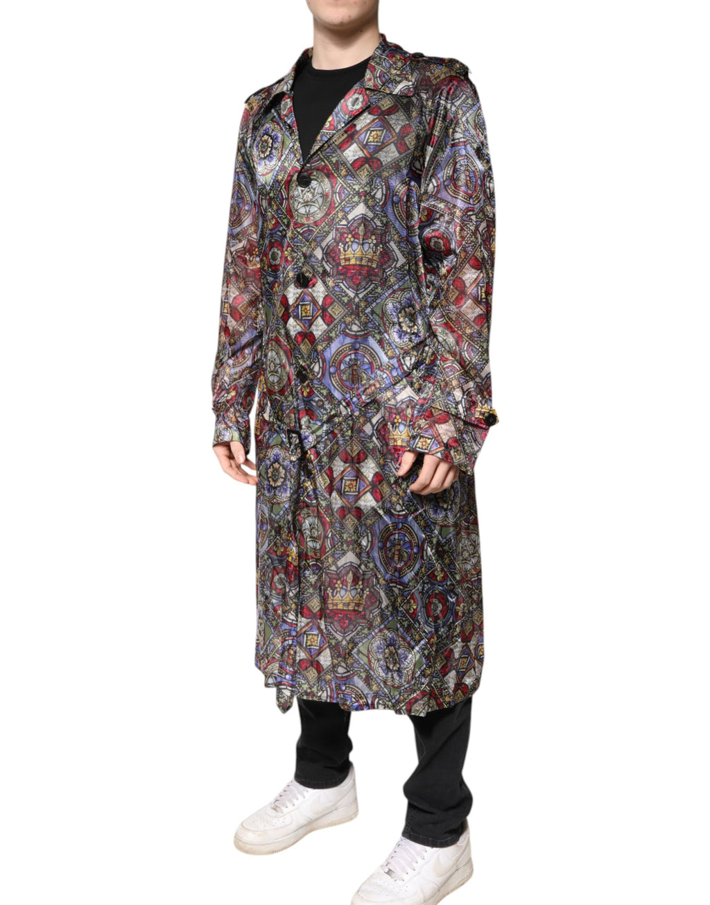 Dolce & Gabbana Multicolor Royal Bee Crown Trench Coat Jacket