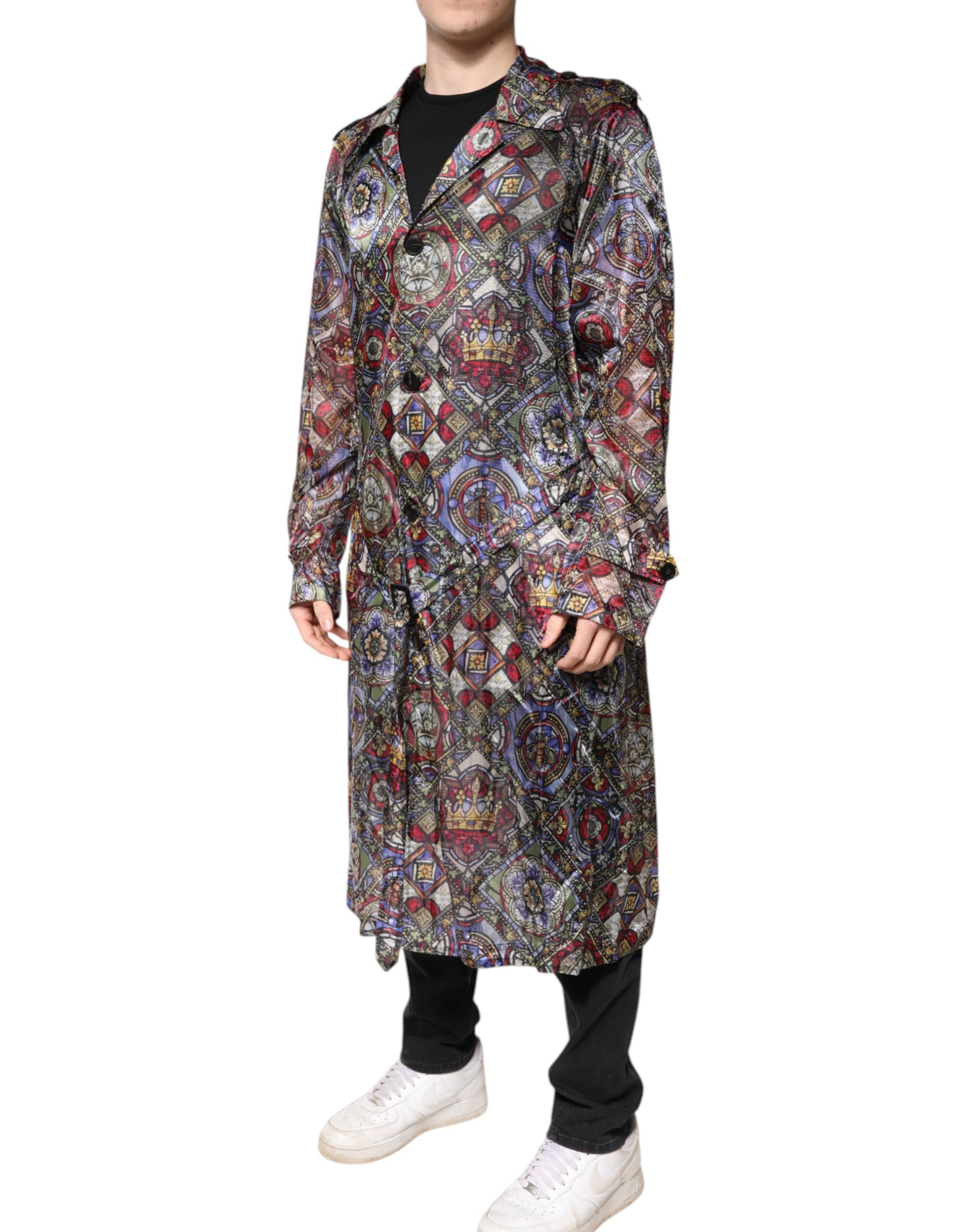 Dolce & Gabbana Multicolor Royal Bee Crown Trench Coat Jacket