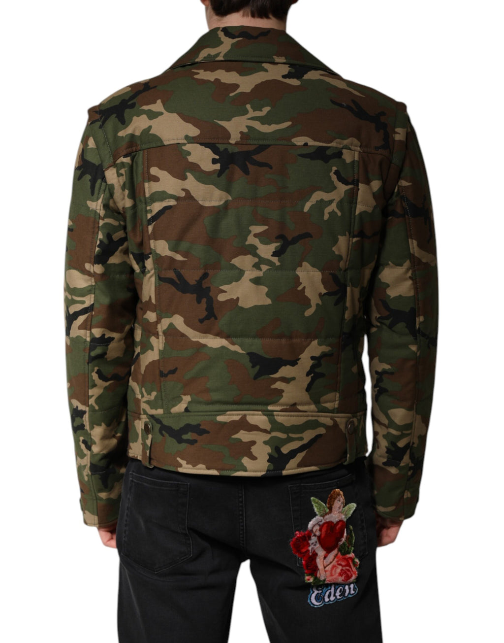 Dolce & Gabbana Multicolor Camouflage Nylon Biker Jacket
