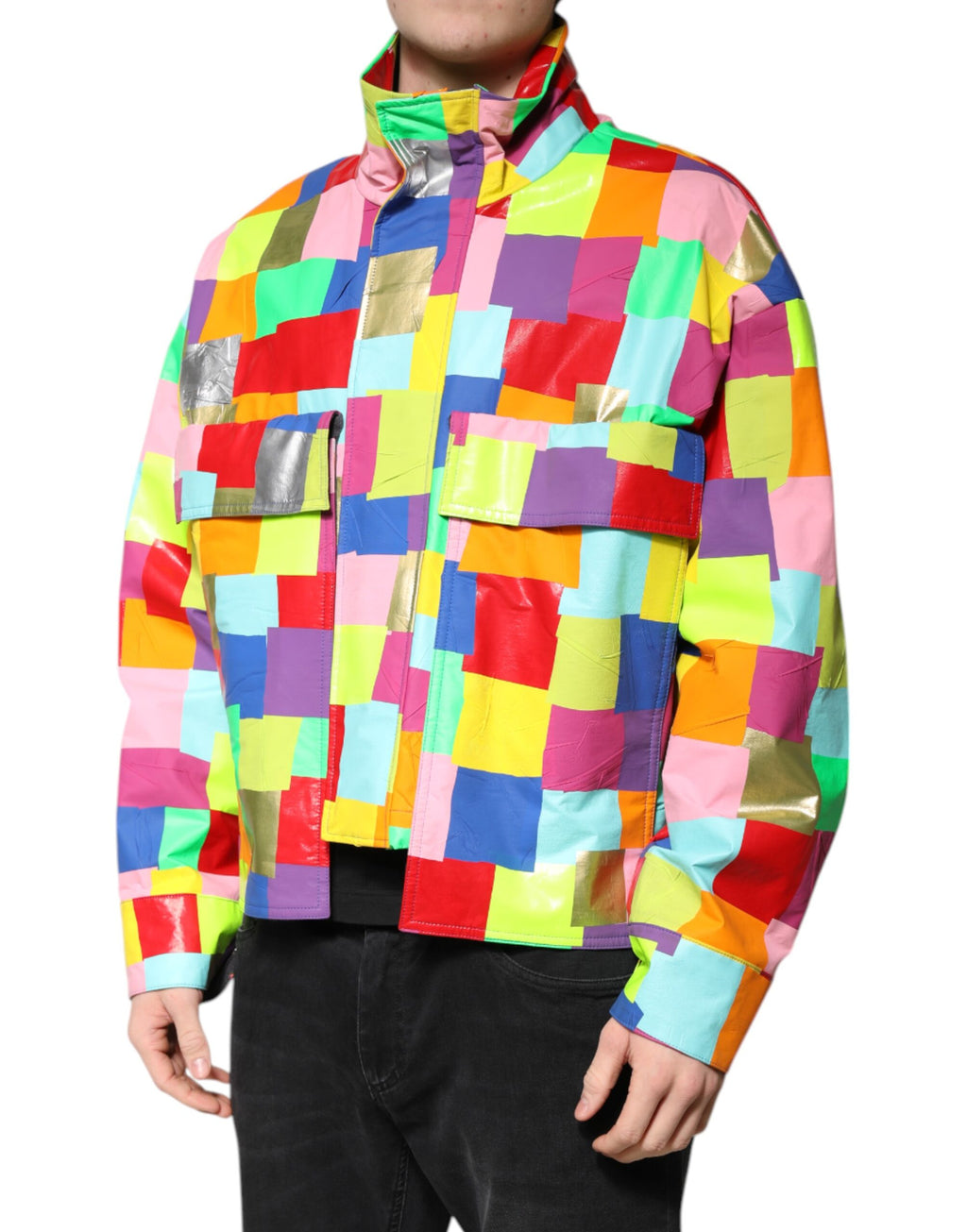 Dolce & Gabbana Multicolor Cotton Full Zip Men Biker Jacket