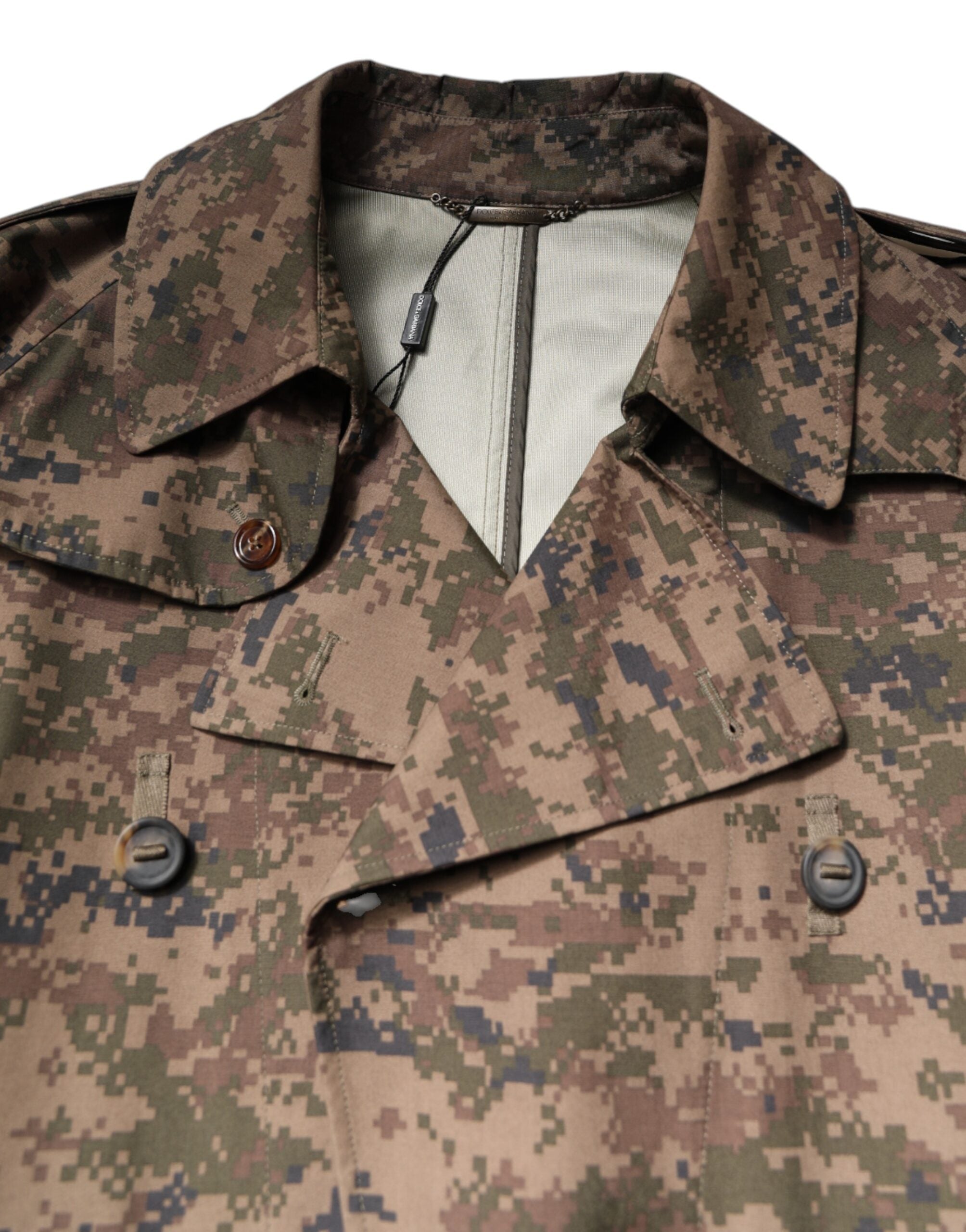 Dolce & Gabbana Multicolor Camouflage Double Breasted Coat Jacket